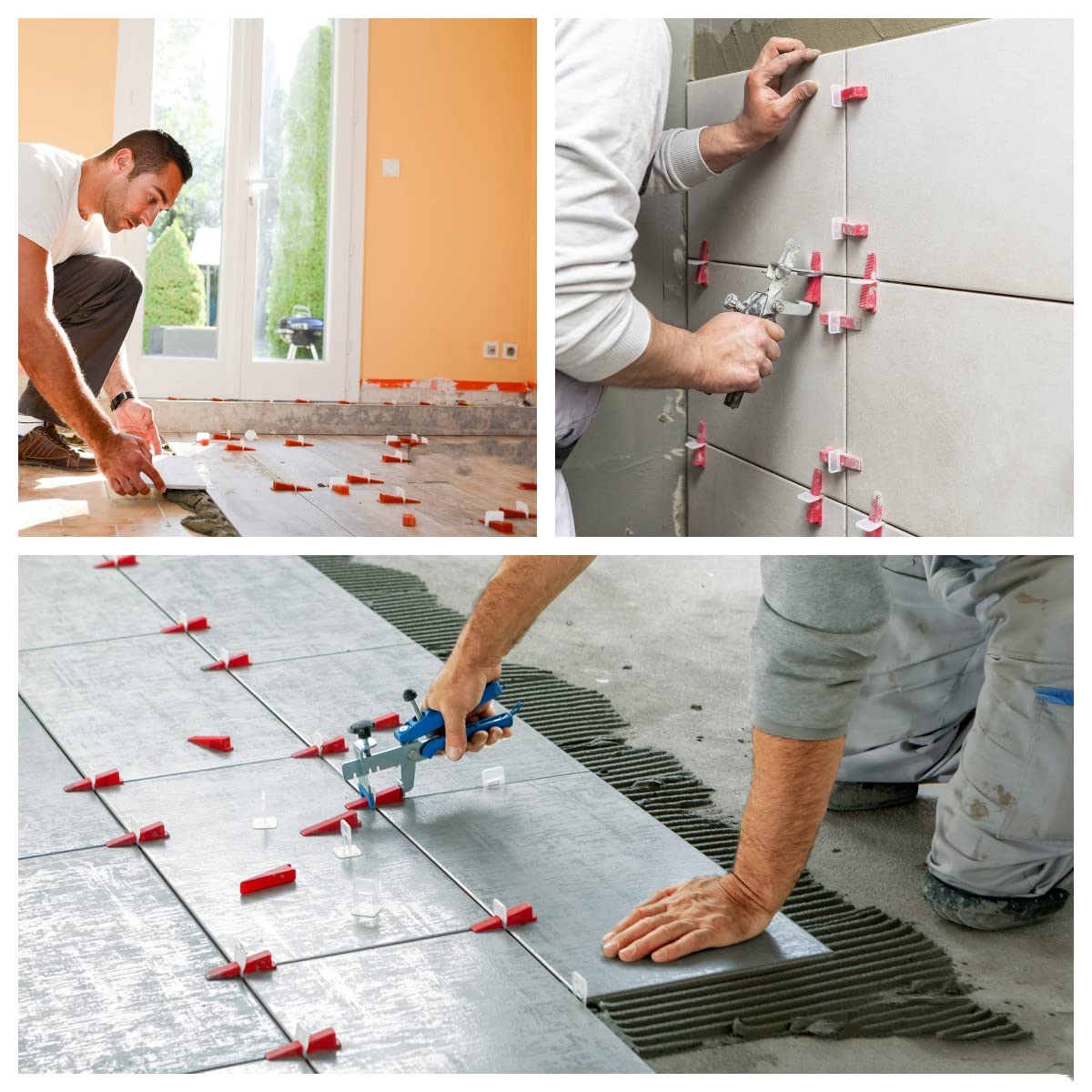 800pcs Tile Leveling System Kit - 1/16'' Tile Spacers with 200 Reusable Wedges & Tile Pliers for Perfect Wall & Floor Tile Installation - DIY Home Renovation & Bathroom Remodeling Tool Set