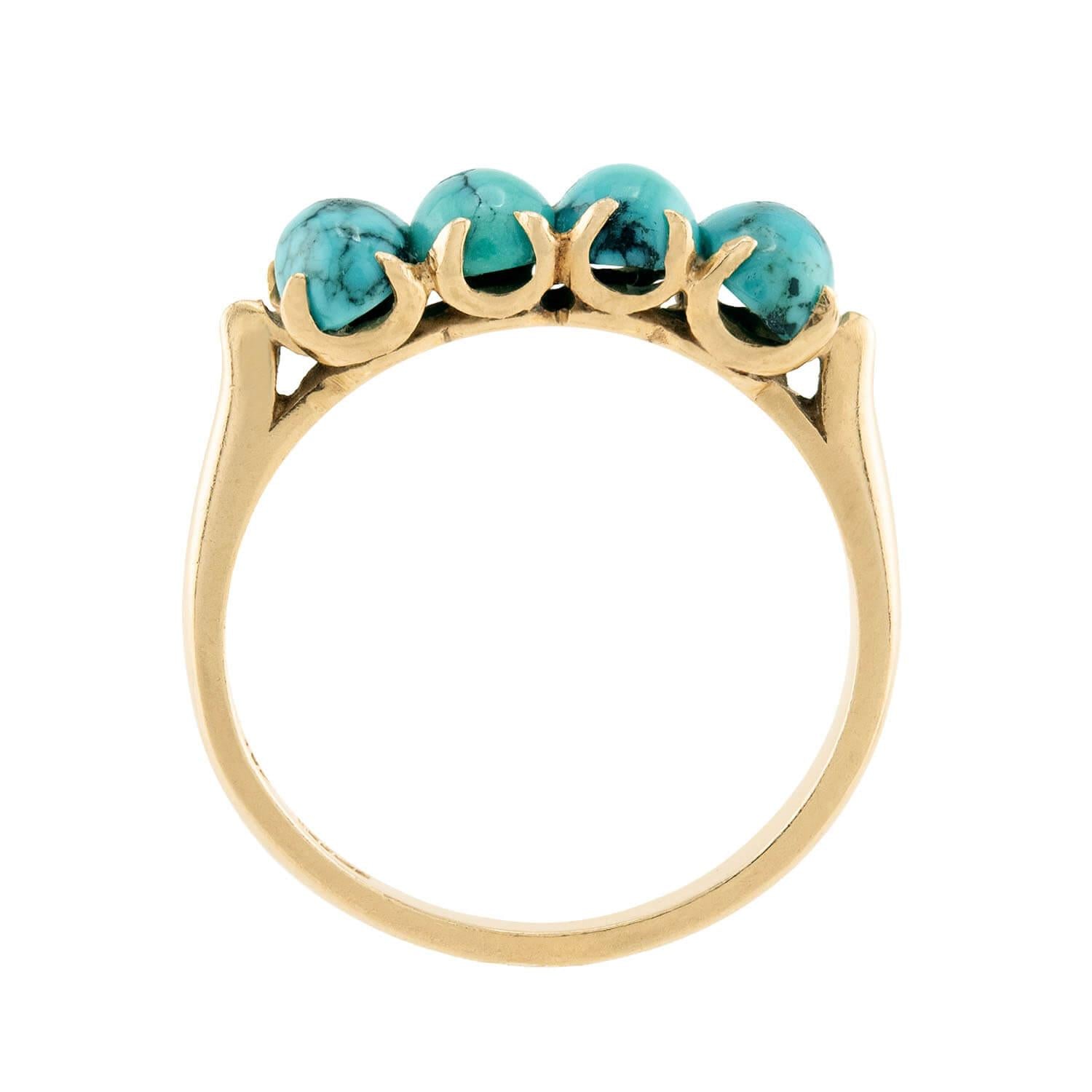 14K Gold Turquoise Ring for Women - Vintage Estate Jewelry - Perfect for Weddings, Parties & Everyday Wear