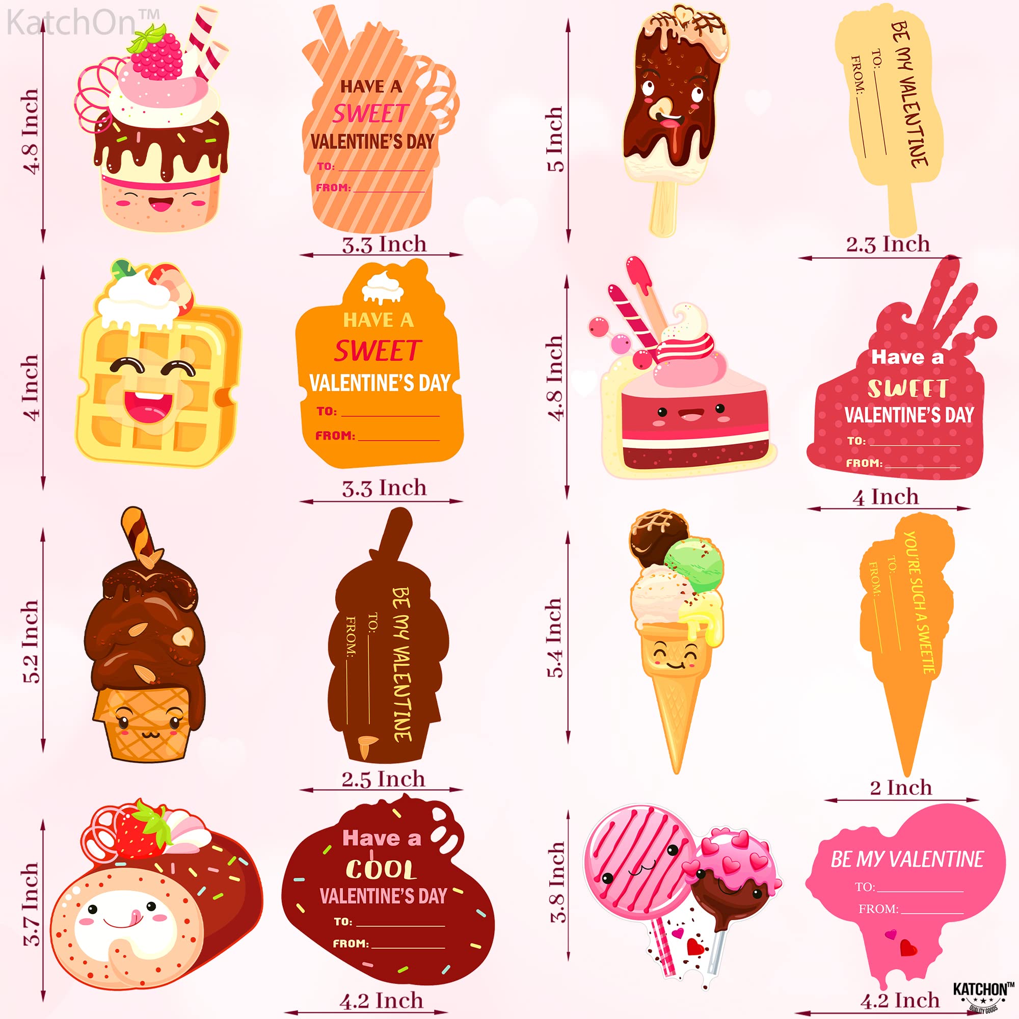 KatchOn Valentine's Day Cards for Kids - 96 Pack with Stickers & Envelopes | Classroom Exchange Cards | Perfect for School Parties & Valentine's Exchange Events
