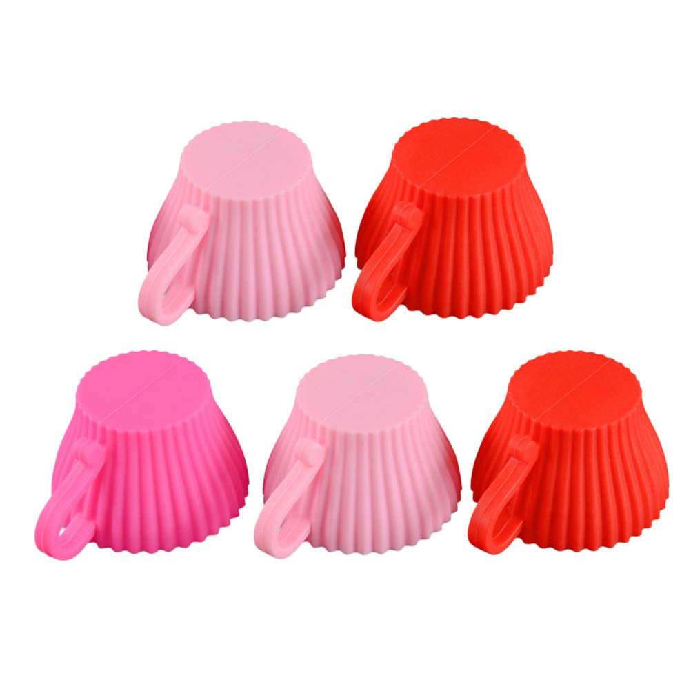 DOITOOL 5-Piece Silicone Cupcake Molds - Reusable Muffin Baking Cups for Homemade Cakes, DIY Desserts - Perfect for Birthday Parties, Baby Showers & Holiday Baking