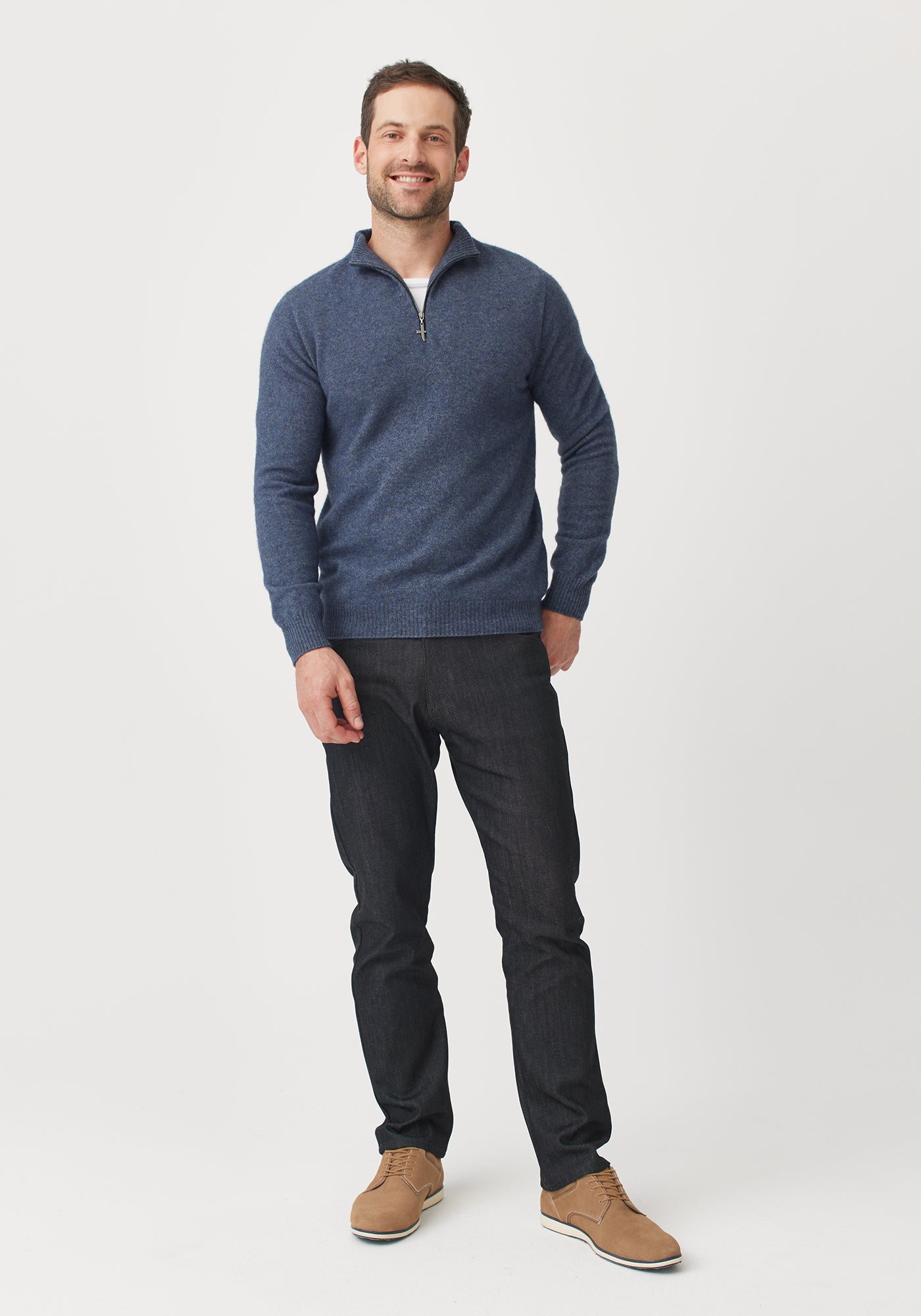 Cassum Half Zip Sweater for Men - Lightweight Fleece Pullover with Kangaroo Pocket - Perfect for Outdoor Activities, Hiking & Casual Wear
