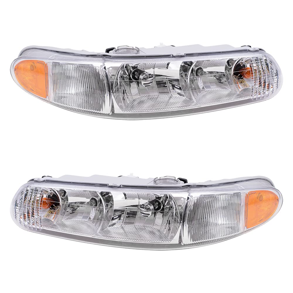 Brock Replacement Headlight Assembly Set - Driver & Passenger Side Compatible with 1997-2005 Buick Century (Part Numbers 19244639, 19244638) - Perfect for Night Driving & Vehicle Restoration Projects