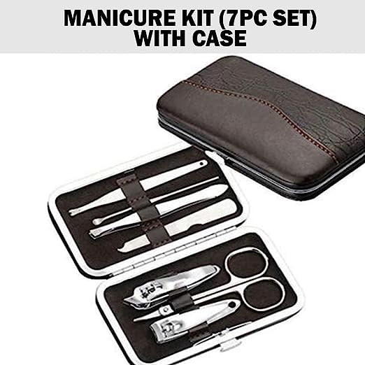 Professional 7-in-1 Stainless Steel Manicure & Pedicure Kit - Nail Clippers, Cuticle Plier, Nail Art Tools Set for Kids & Adults - Perfect for Home Salon, Travel & Gift Giving
