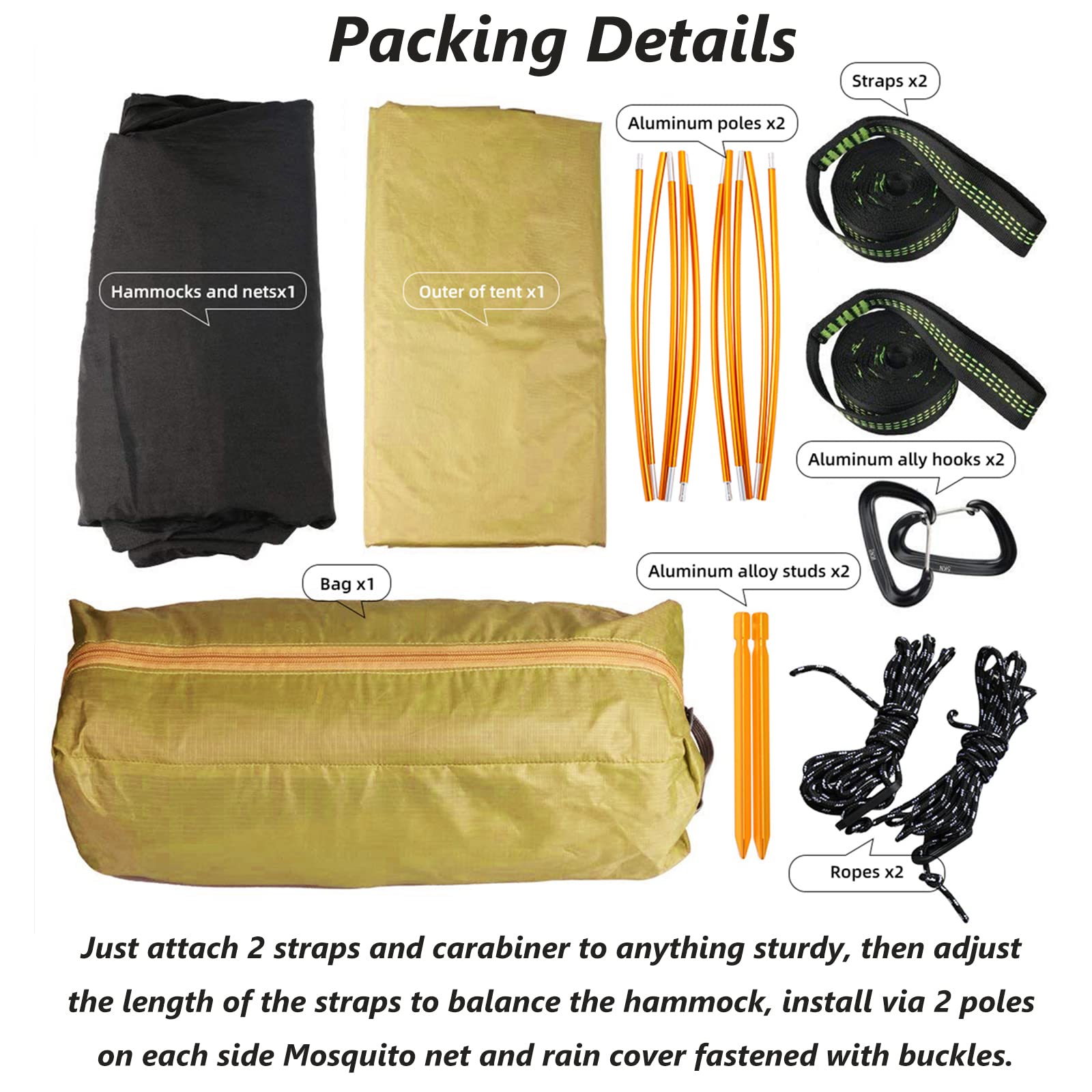 3-in-1 Camping Hammock Tent with Mosquito Net - Waterproof Lightweight Portable Hammock, Ground Tent & Swing for Outdoor Adventures, Backpacking, Hiking and Beach Relaxation