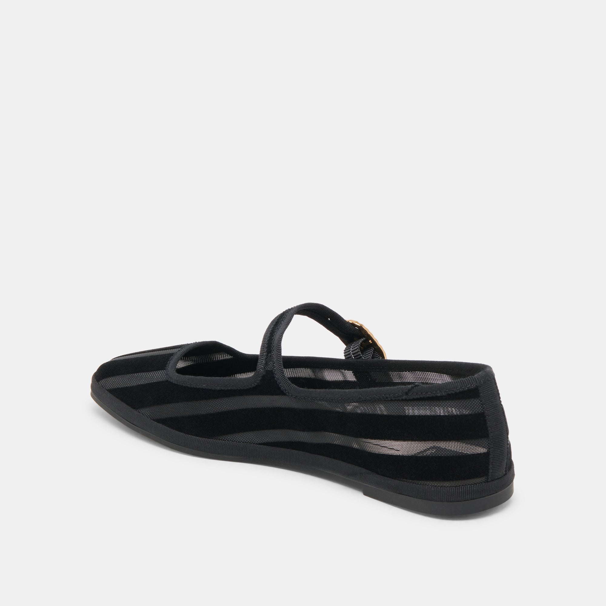 TAMEKA Women's Black Stripe Mesh Ballet Flats - Comfortable & Stylish Slip-On Shoes for Work, Casual Wear & Dance