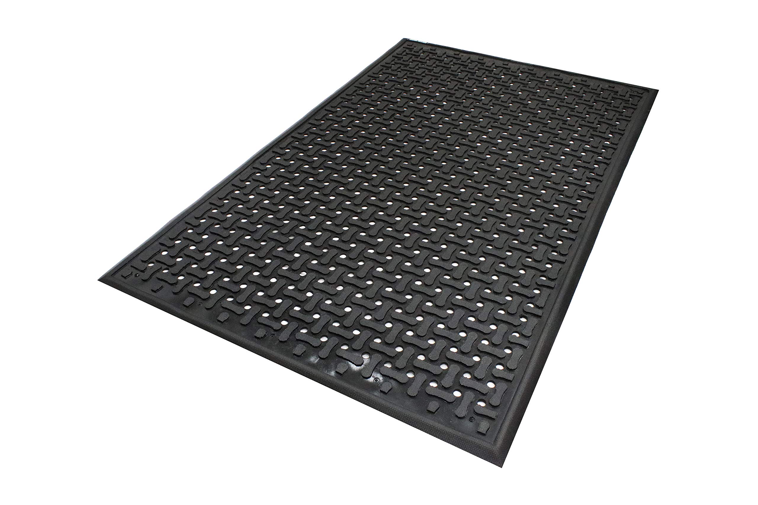 **M+A Matting Comfort Flow | Commercial-Grade Anti-Fatigue Mat for Wet Areas – Slip, Chemical & Oil Resistant, Welding Safe (4' x 6', Black) – Ideal for Kitchens, Garages & Industrial Workspaces**