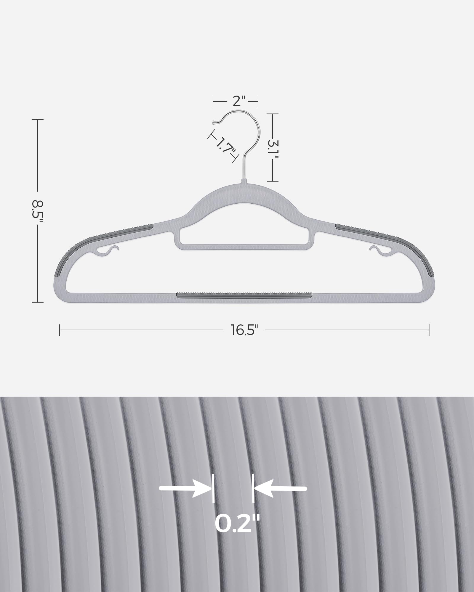 SONGMICS 30-Pack Heavy Duty Plastic Coat Hangers - Non-Slip, Space Saving Clothes Hangers with 360° Swivel Hooks (16.5