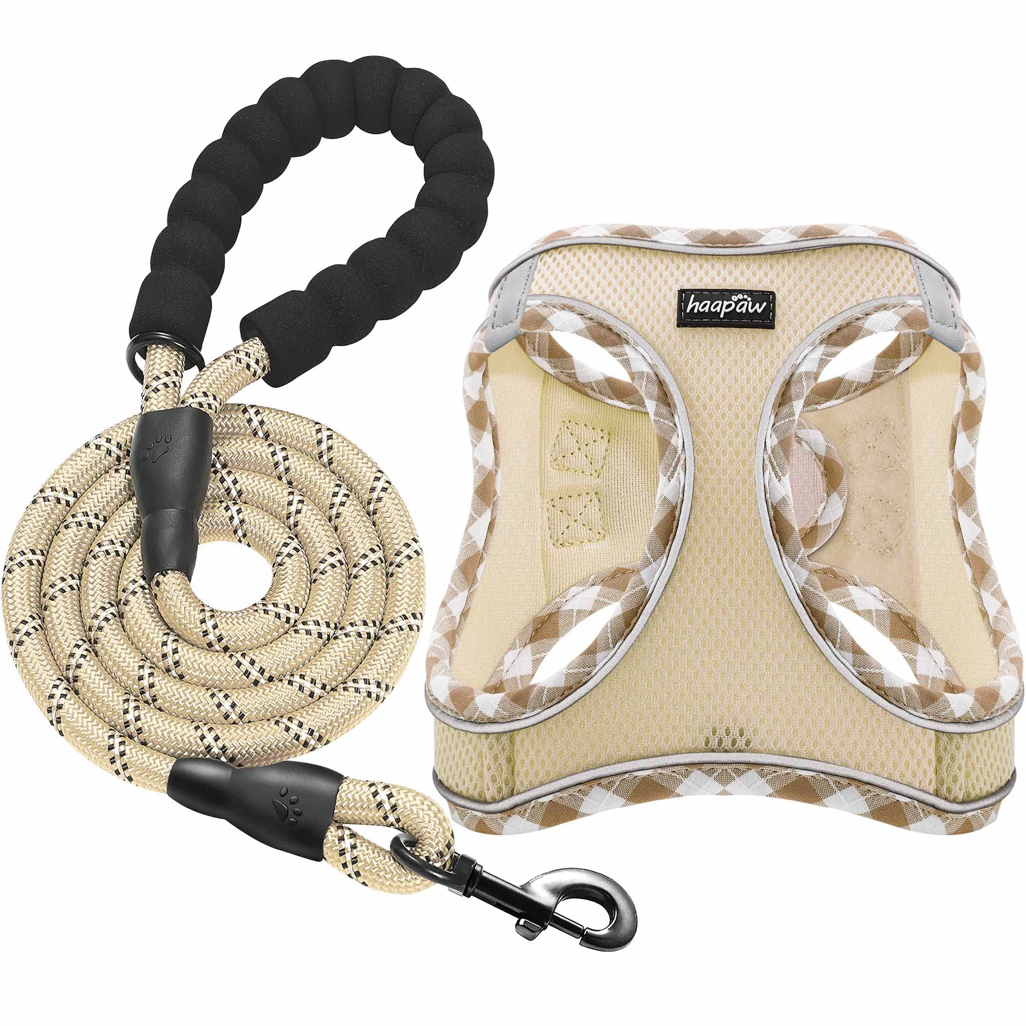 **Haapay No-Pull Adjustable Reflective Dog Harness & Leash Set – Thickened Padded Vest for XS/Small/Medium Dogs – Perfect for Walking, Training & Nighttime Safety**