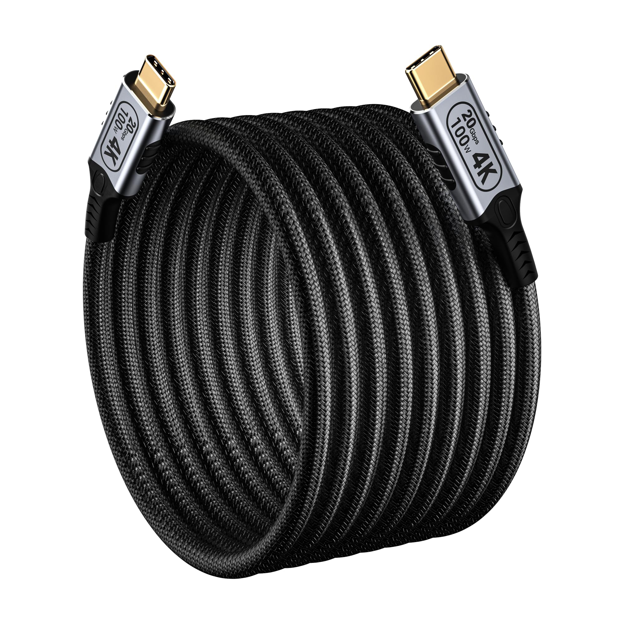 20FT/6M USB-C to USB-C Cable 20Gbps High Speed, 4K@60Hz Video & 100W PD Fast Charging, Durable Braided Nylon for MacBook Pro/Air, iPad Pro, Galaxy S23, PS5 & More - Perfect for Home Office, Gaming & Travel Charging