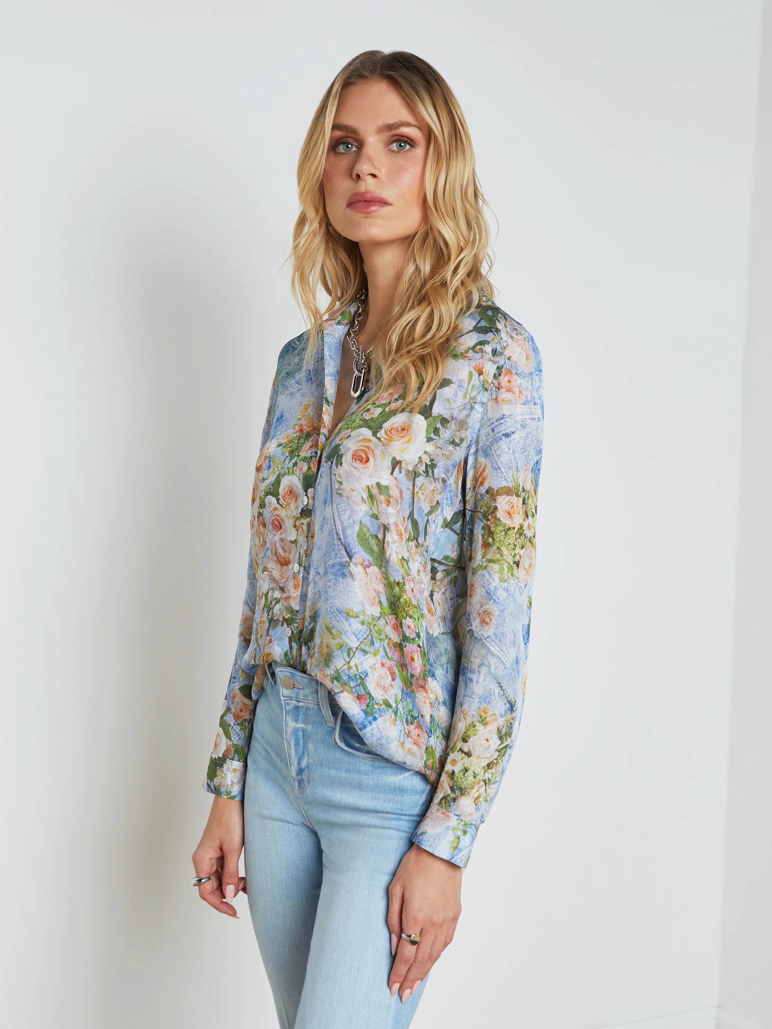 L'Agence Nina Silk Blouse for Women | Elegant Long Sleeve Blouse | Luxe Silk Shirt for Work, Office & Evening Wear | Perfect for Business, Cocktail Parties & Special Occasions