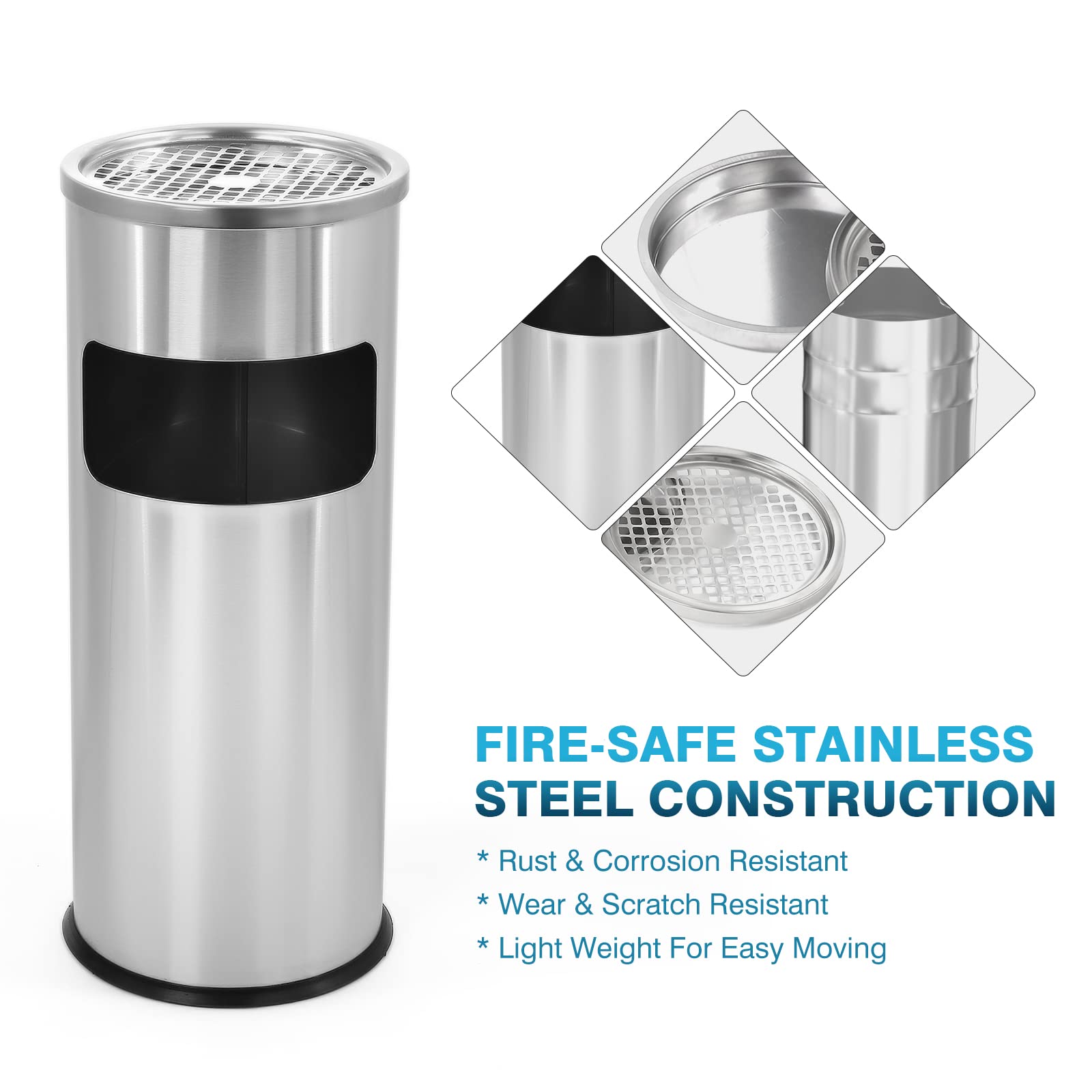 IRONWALLS Stainless Steel Trash Can with Lid - 13 Gallon Indoor/Outdoor Garbage Bin, Commercial Grade Waste Container with Removable Inner Bucket - Perfect for Kitchen, Office, Patio & Restaurant Use