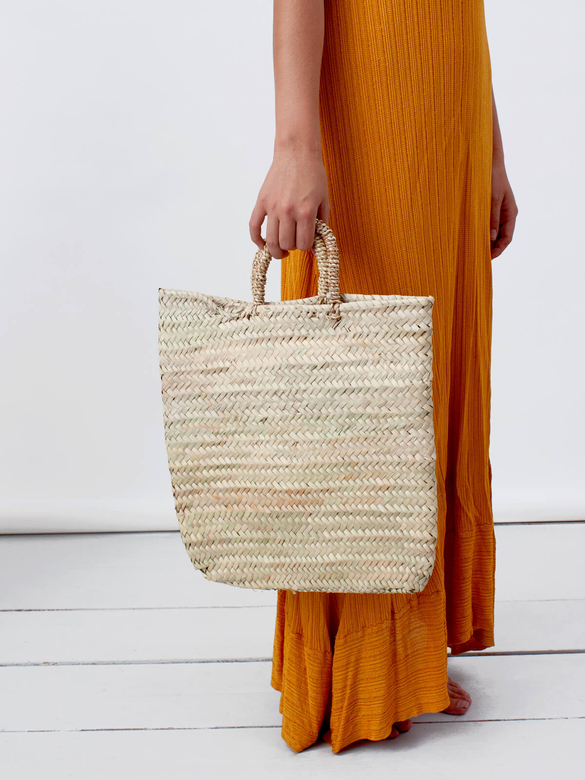 Athens Woven Shopping Basket - Eco-Friendly Handmade Market Tote for Groceries, Picnics & Beach Trips