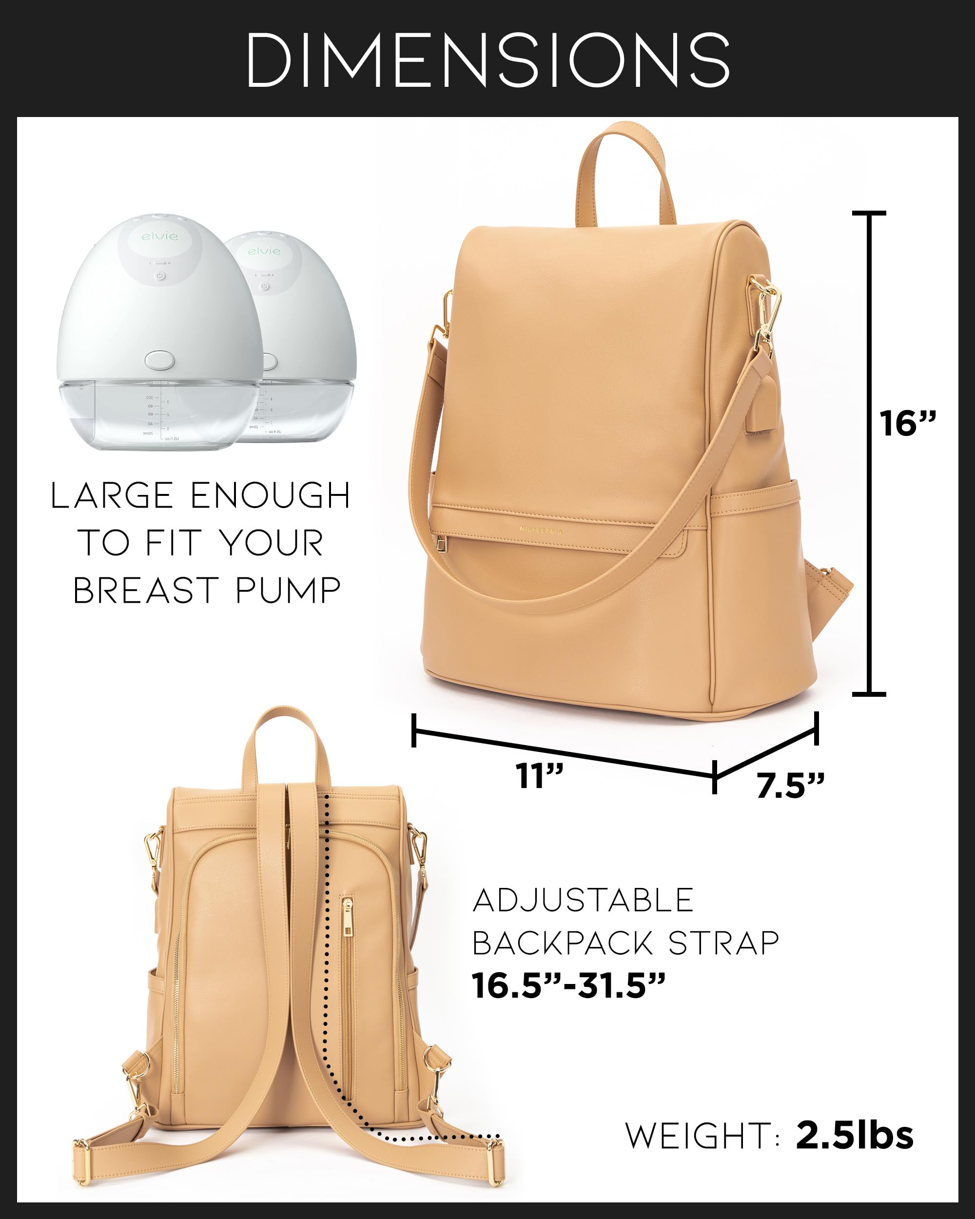 Premium Leather Diaper Bag Backpack with USB Charging Port, Insulated Bottle Pocket & Stroller Straps - Waterproof Baby Changing Bag with Removable Pad (Brown Mia) - Perfect for Travel, Outings & Parenting Essentials Organization