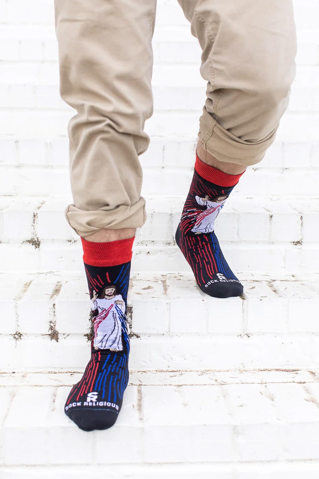 Religious Patron Saint Themed Crew Socks for Men & Women - Comfortable Polyester Blend Catholic Inspirational Fun Socks - Perfect for Church, Daily Wear & Gift Giving