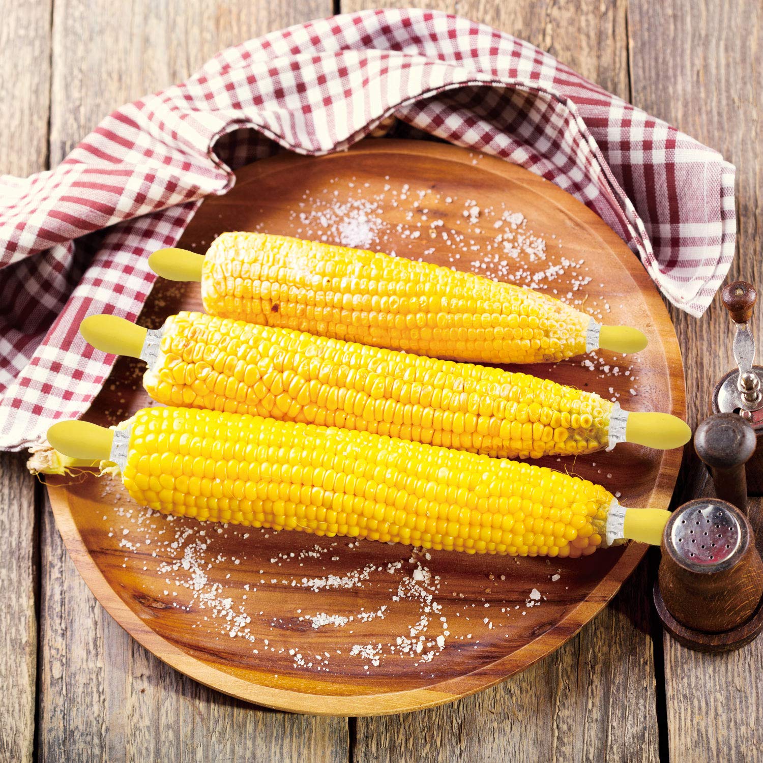 Premium Corn Cob Holders Set - 8 Twin Prong Skewers, 4 Corn Dishes & Butter Spreader - Perfect for BBQ, Picnics & Summer Parties - Durable & Heat-Resistant Corn on the Cob Accessories