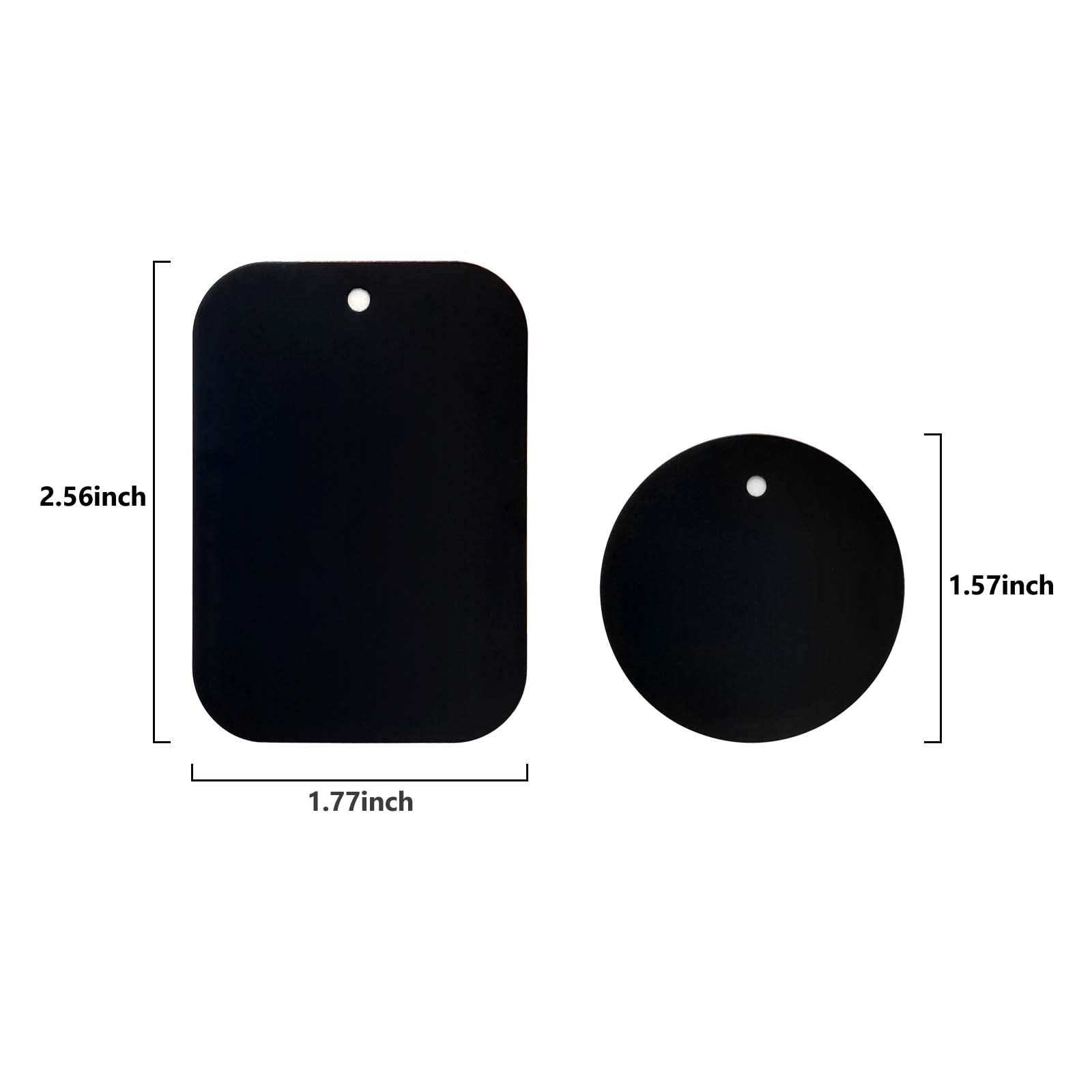 12-Pack Metal Phone Plates for Magnetic Car Mount - 6 Rectangle & 6 Round, Black | Secure Smartphone Mounting