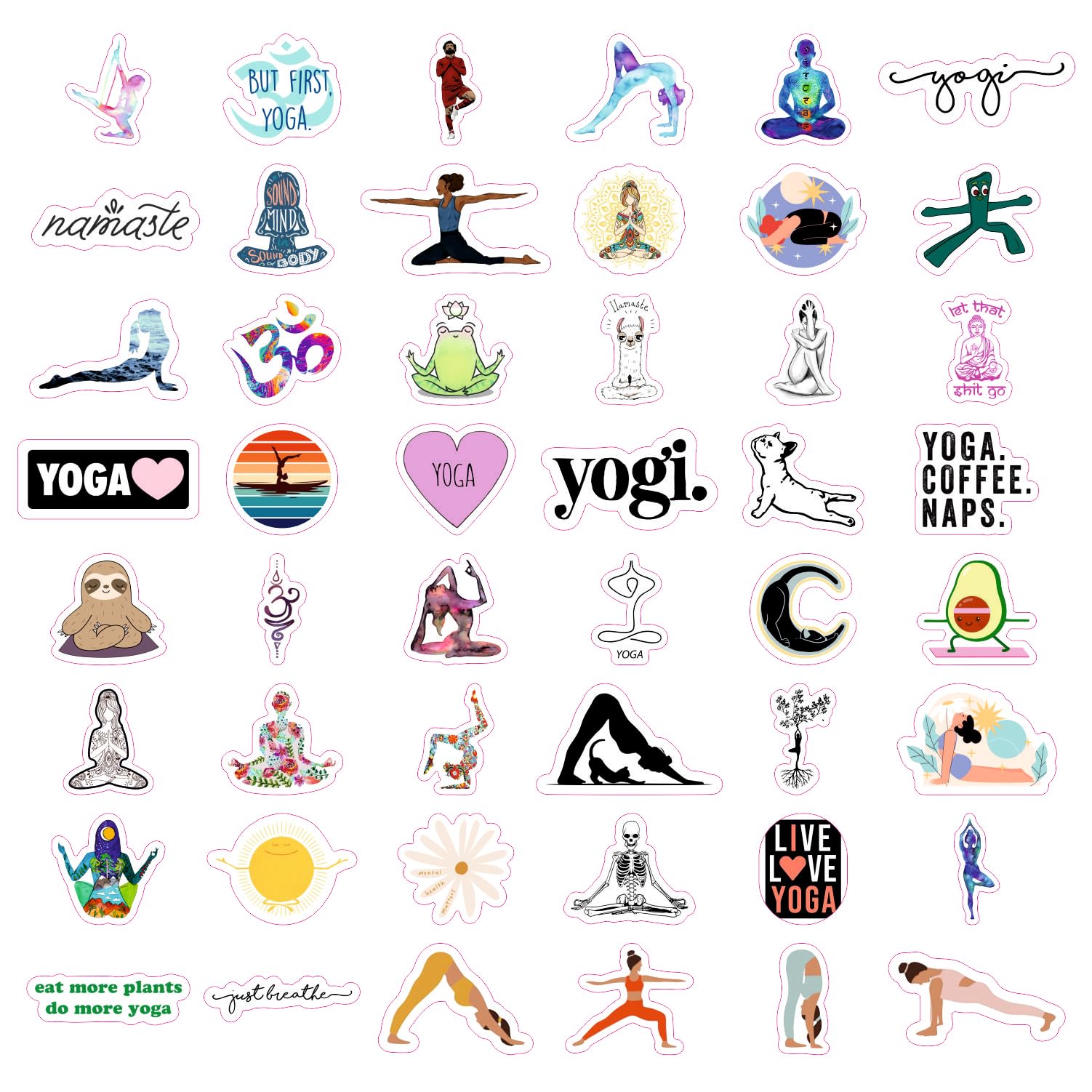 100Pcs Yoga Stickers & Decals - Motivational Yoga Gifts for Women, Instructors, Moms & Yoga Lovers - Waterproof Vinyl Stickers for Laptops, Water Bottles, Yoga Mats & More - Perfect for Yoga Studios, Home Decor & Personalization
