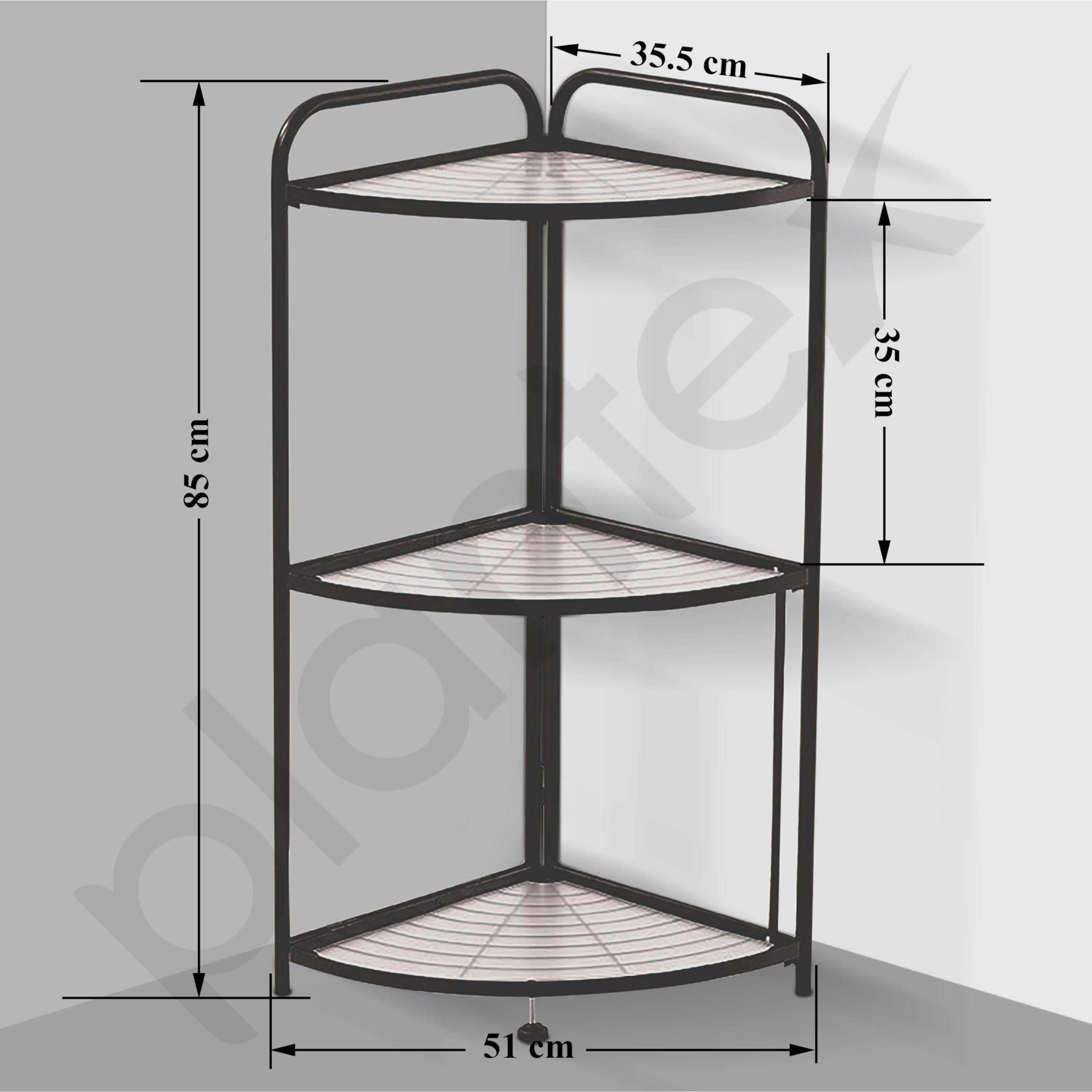 3-Tier Metal Kitchen Shelf Organizer with PVC Pads - Space Saving Storage Rack for Corner