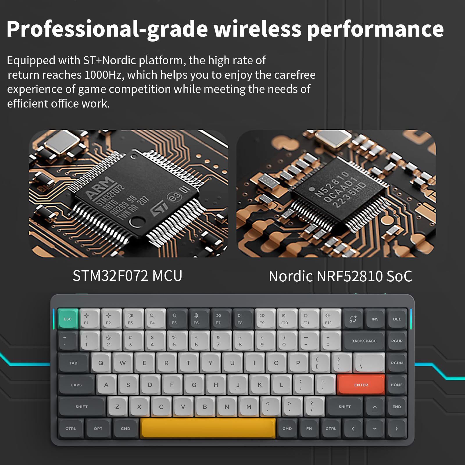 Nuphy Air75 V2 75% Wireless Mechanical Keyboard - Bluetooth/2.4G/USB-C RGB Backlit, Compatible with Windows/Mac/Linux, Grey with Gateron Wisteria Switch - Perfect for Office, Gaming & Travel