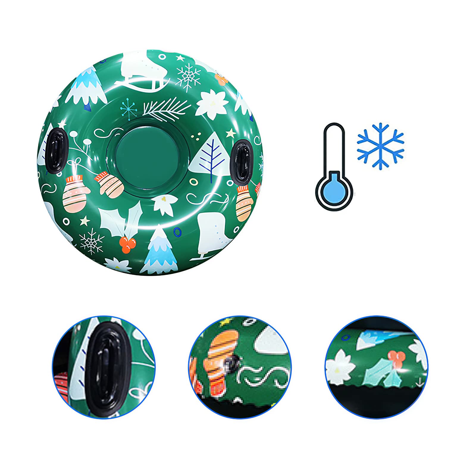 Inflatable Snow Tube with Handle - Durable for Kids & Adults - Winter Sledding Fun