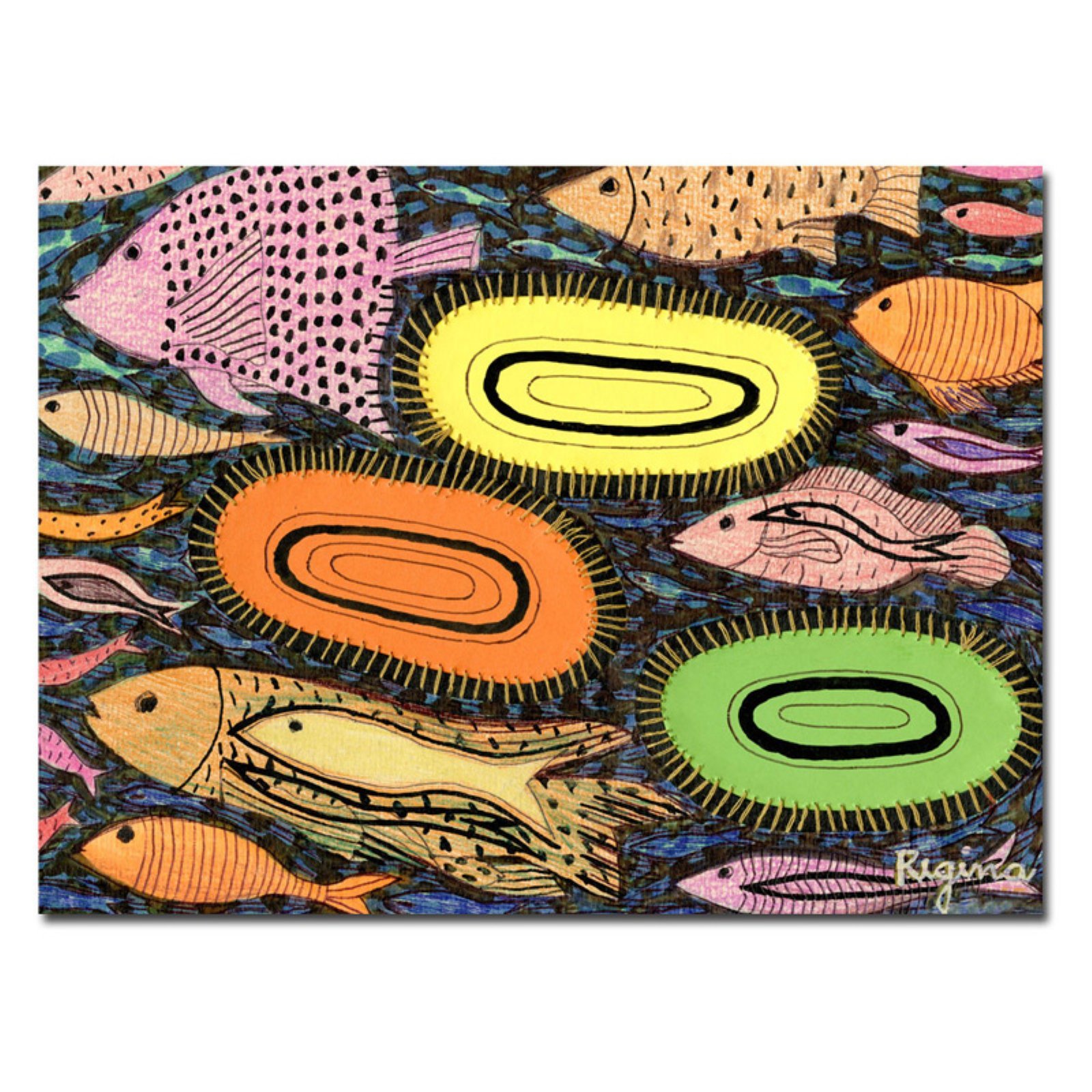 Trademark Fine Art Living Fish by Regina Canvas Wall Art Print, 35x47 Inches - Perfect for Living Room, Bedroom & Office Decor