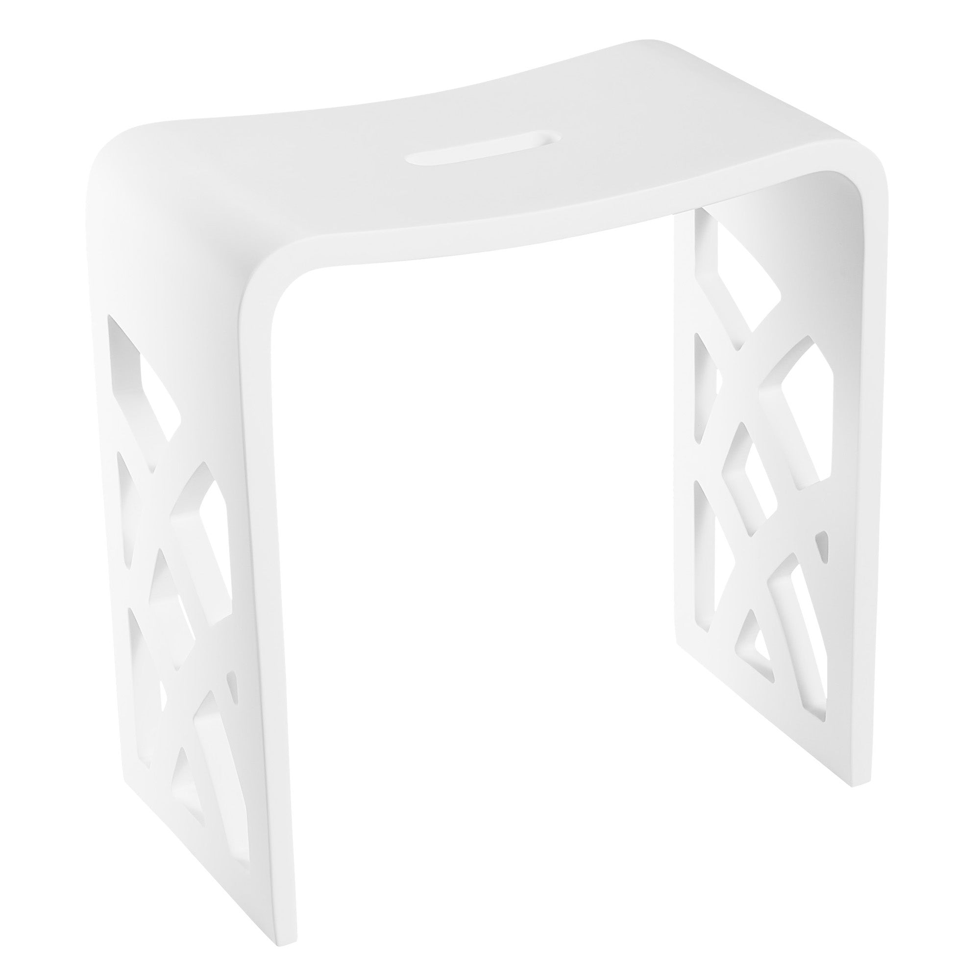 Ancona 17-Inch Pure Acrylic Stone Shower Bench - Matte White Non-Slip Bath Seat for Bathroom, Spa & Elderly Safety - Waterproof & Durable Shower Stool