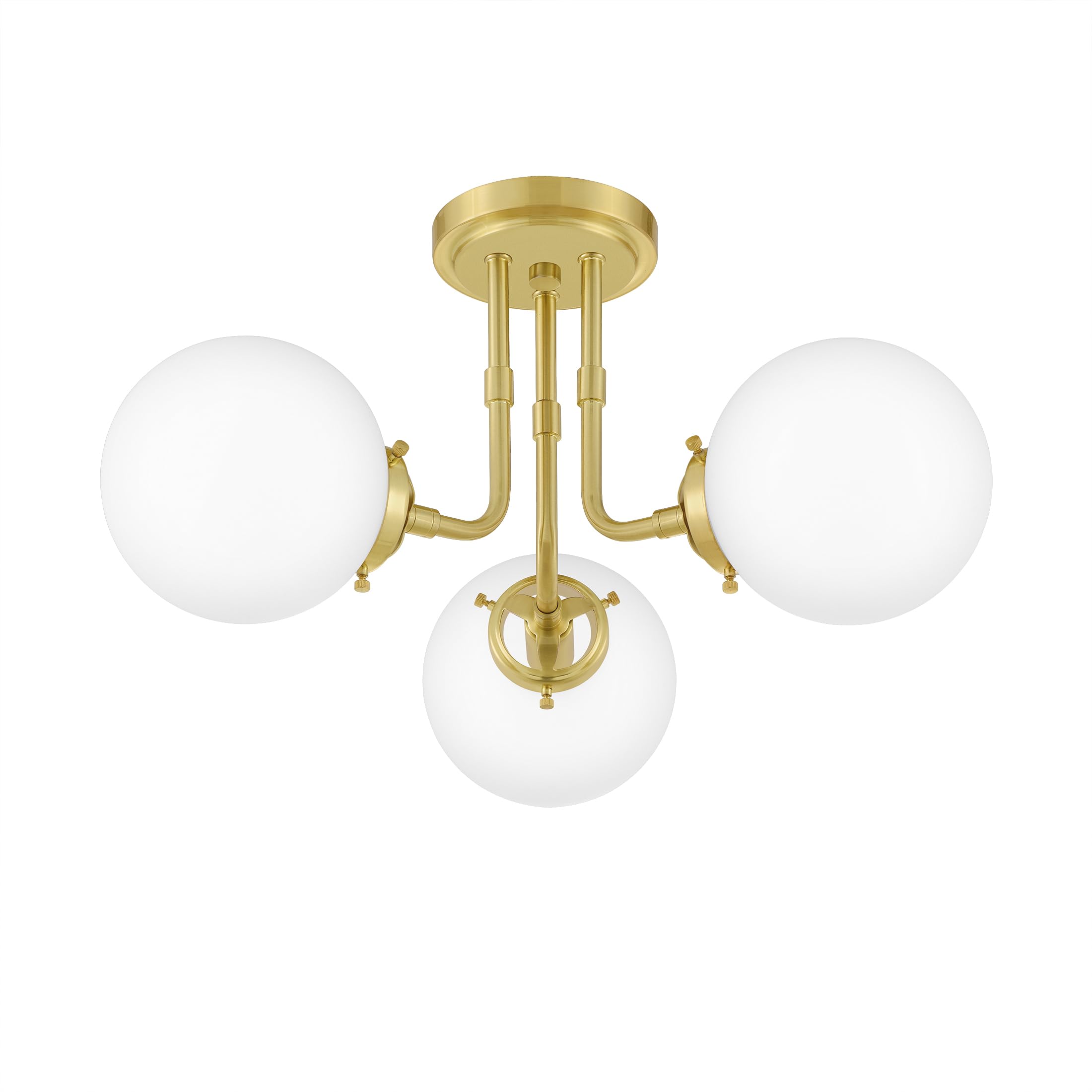 Quoizel Landry 3-Light Semi-Flush Mount Ceiling Fixture in Satin Brass - Modern Lighting for Bedroom, Hallway & Entryway