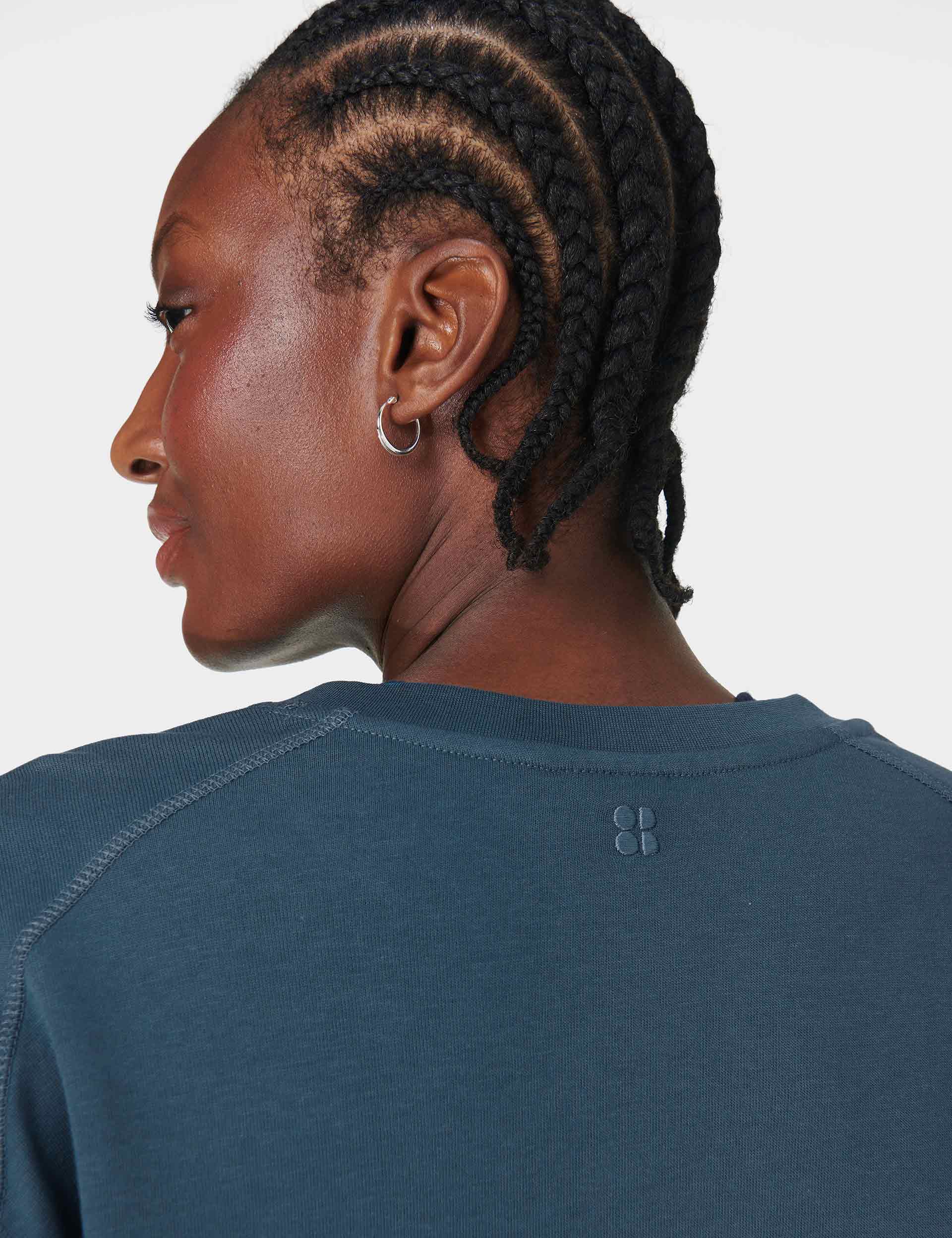 After Class Crop Sweatshirt for Women - Soft Comfortable Oversized Pullover in Subdued Blue | Perfect for Casual Wear, Lounge, and Street Style Fashion