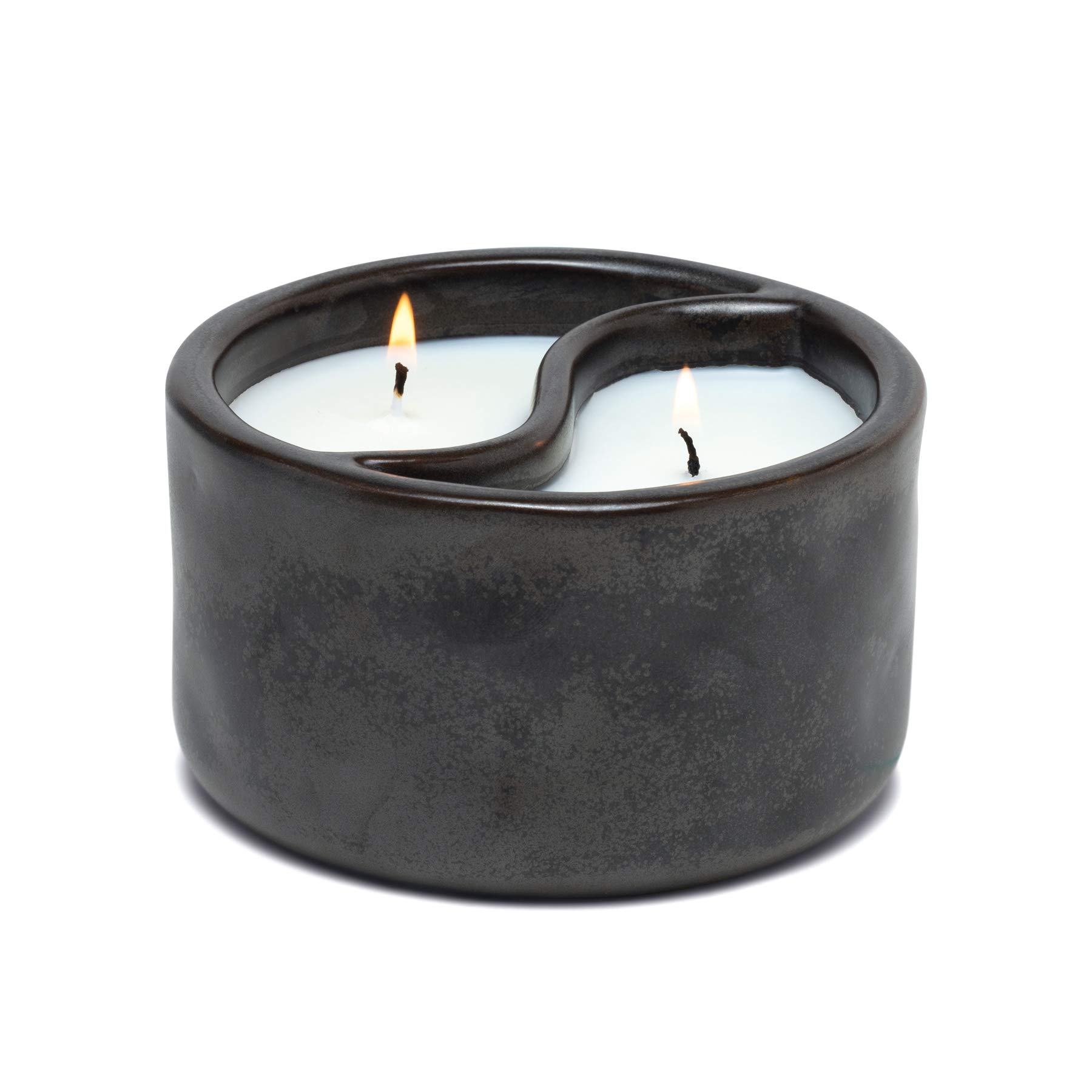 Paddywax Yin & Yang Collection Scented Candle - 11 oz Palo Santo & Cade Aromatherapy Candle for Meditation, Yoga & Home Decor | Black Glass Jar with Wooden Lid