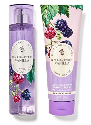Bath & Body Works BLACK RASPBERRY VANILLA Gift Set - Fragrance Mist & Hydrating Body Cream | Full Size Duo for Women | Perfect for Gifts, Self-Care & Daily Moisturizing