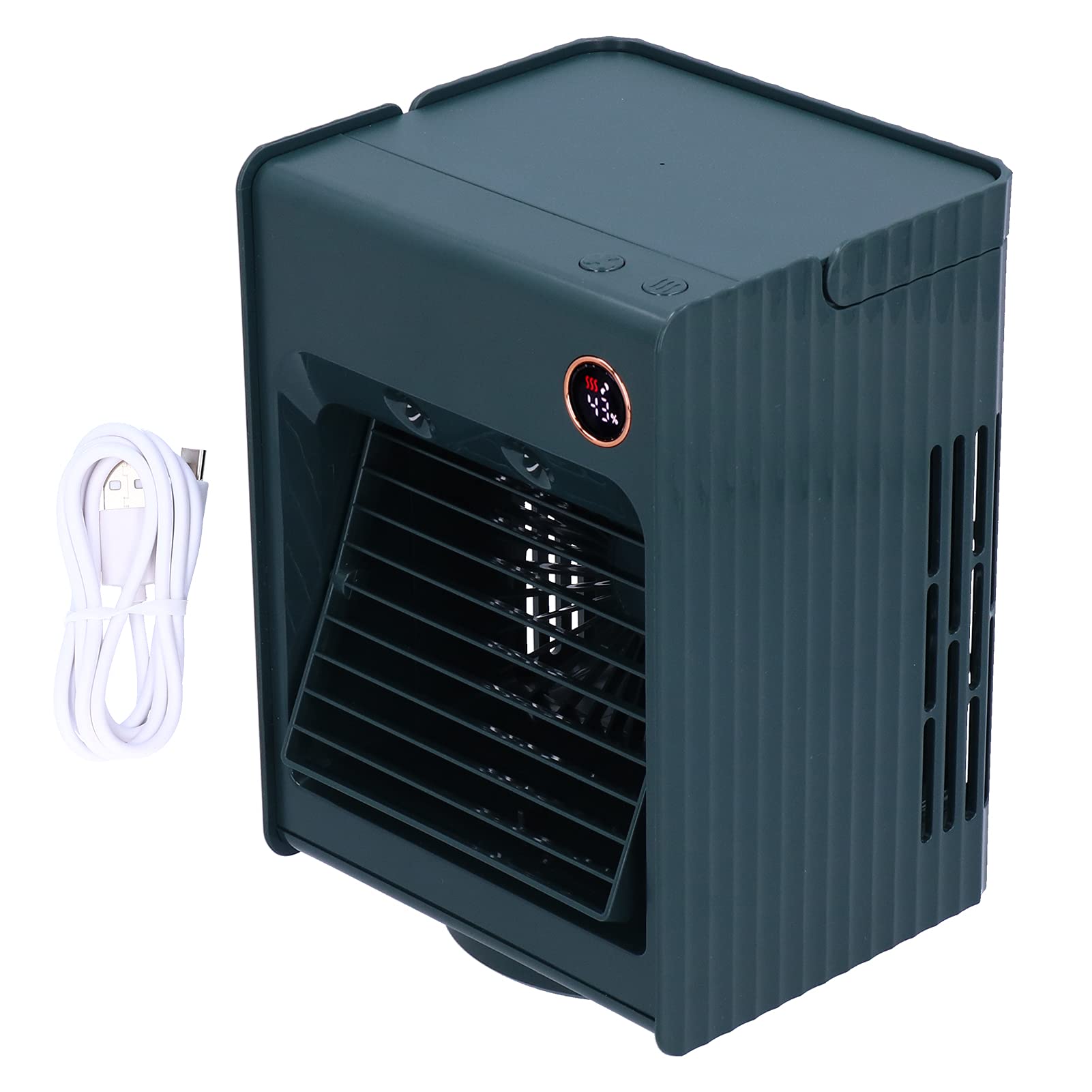 Portable 2-in-1 USB Desktop Air Cooler & Humidifier with Oscillating Spray and LED Light - Personal Space Cooling Fan for Home Office Bedroom (Green) | Perfect for Summer, Small Rooms & Workspace Cooling