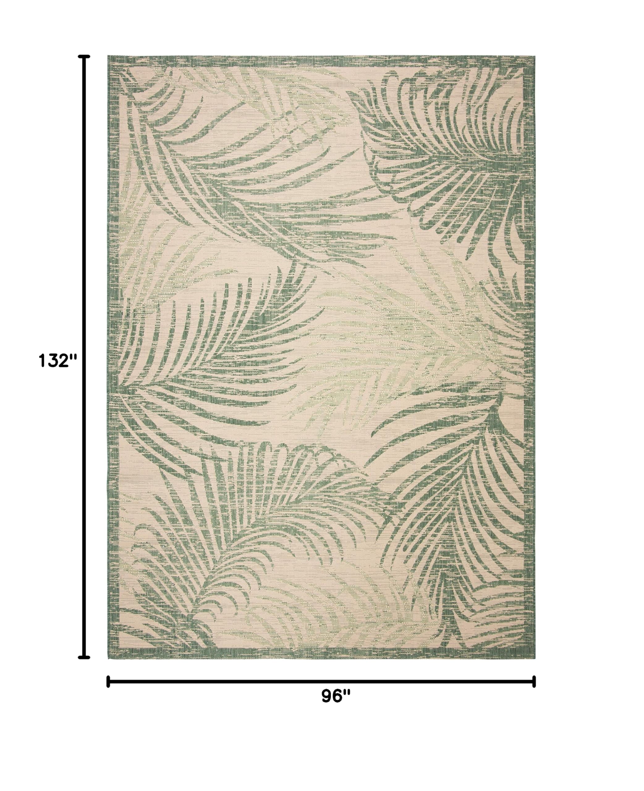 SAFAVIEH Courtyard Collection 8' x 11' Beige & Green Indoor Outdoor Waterproof Area Rug - Easy to Clean, Perfect for Patio, Backyard, Mudroom, Deck & Sunroom Decor