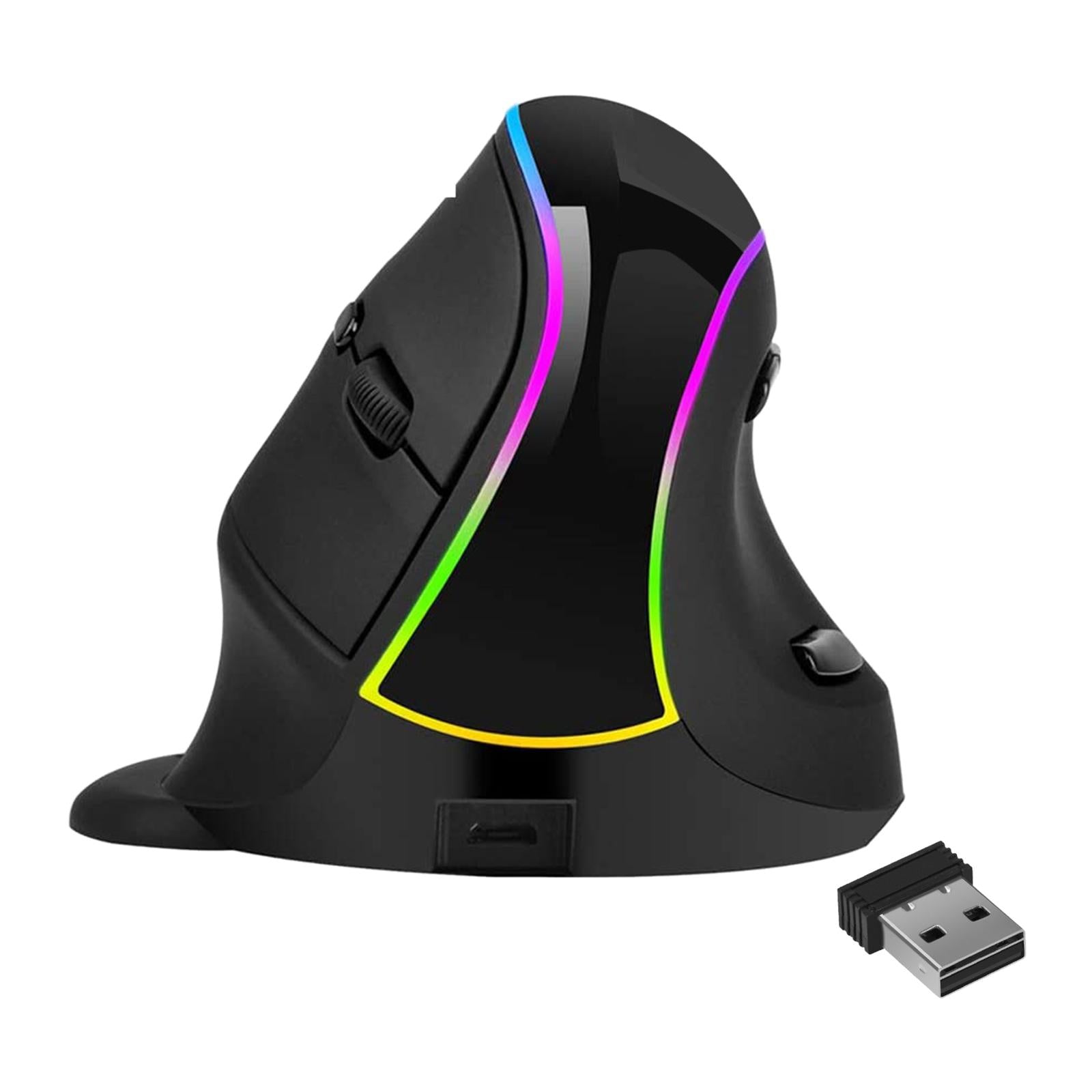 Xulu RGB Ergonomic Vertical Mouse - Wireless, Rechargeable for Pain Relief & Carpal Tunnel - Perfect for Gaming, Office Work & Graphic Design
