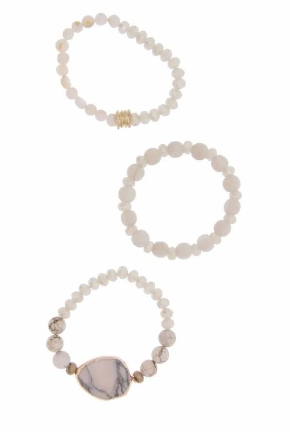 Elegant Marble Bracelet Set for Women - Natural Stone Jewelry Gift for Her - Perfect for Casual Wear, Office & Special Occasions