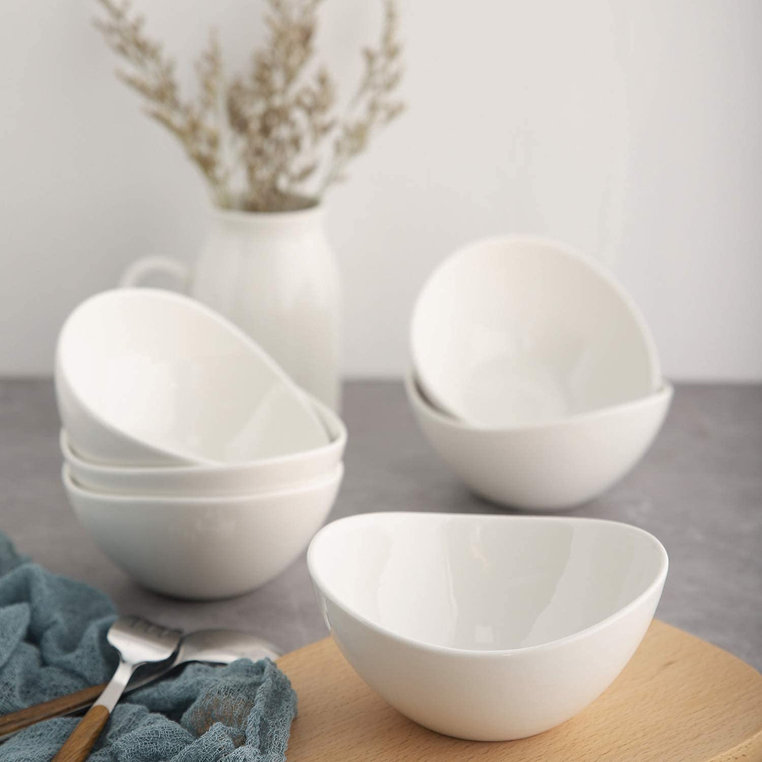 6-Pack White Porcelain Serving Bowls - 10 oz Small Dessert Dishes for Ice Cream, Snacks, Appetizers & Candy | Durable Ceramic Bowls, Dishwasher Safe | Perfect for Parties, Restaurants & Home Entertaining