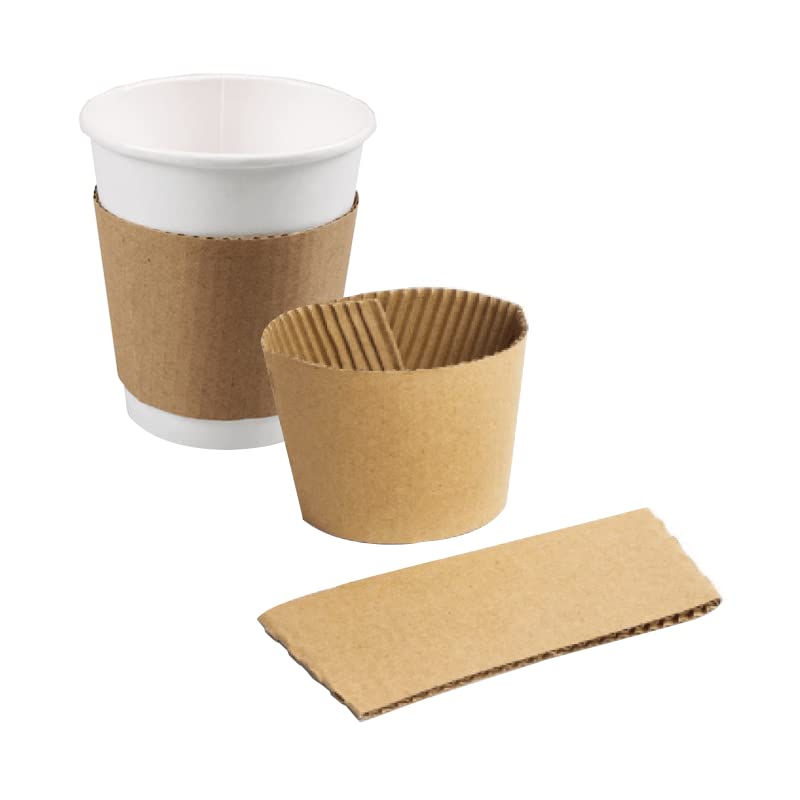 50 Pack Brown Kraft Paper Coffee Sleeves - Insulated Hot Cup Holders for 10oz to 20oz Sizes | Eco-Friendly Concession Supplies for Coffee Shops, Cafés & Office Break Rooms