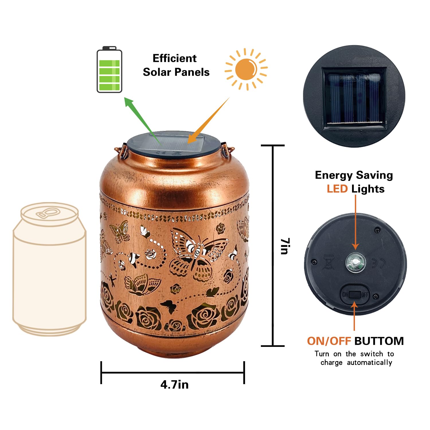 Solar Butterfly Lanterns Outdoor - Waterproof Hanging Solar Lights for Garden, Yard, Patio - Decorative Metal LED Butterfly Lights for Women & Men - Perfect for Landscape, Pathway, Lawn, Tabletop Decor & Romantic Evening Ambiance