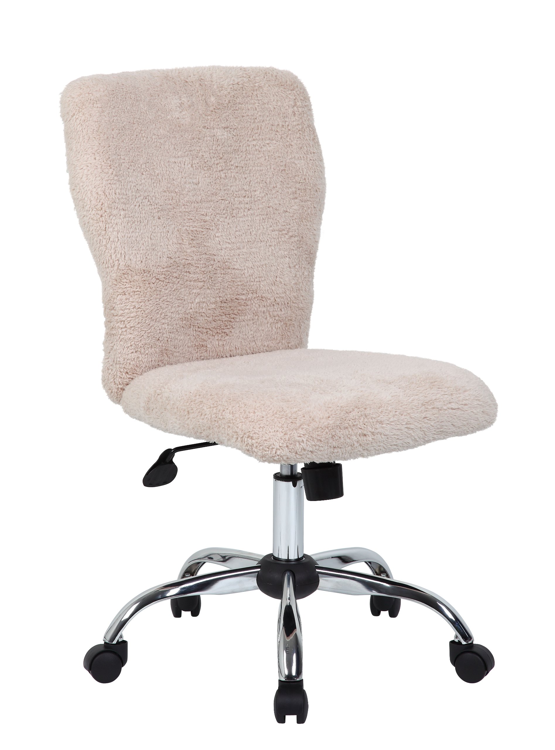 Premium Cream Tiffany Fur Modern Office Chair - Ergonomic Executive Desk Chair for Home & Office - 1 Count - Luxurious Makeup Vanity Chair for Women, Boss Office Products