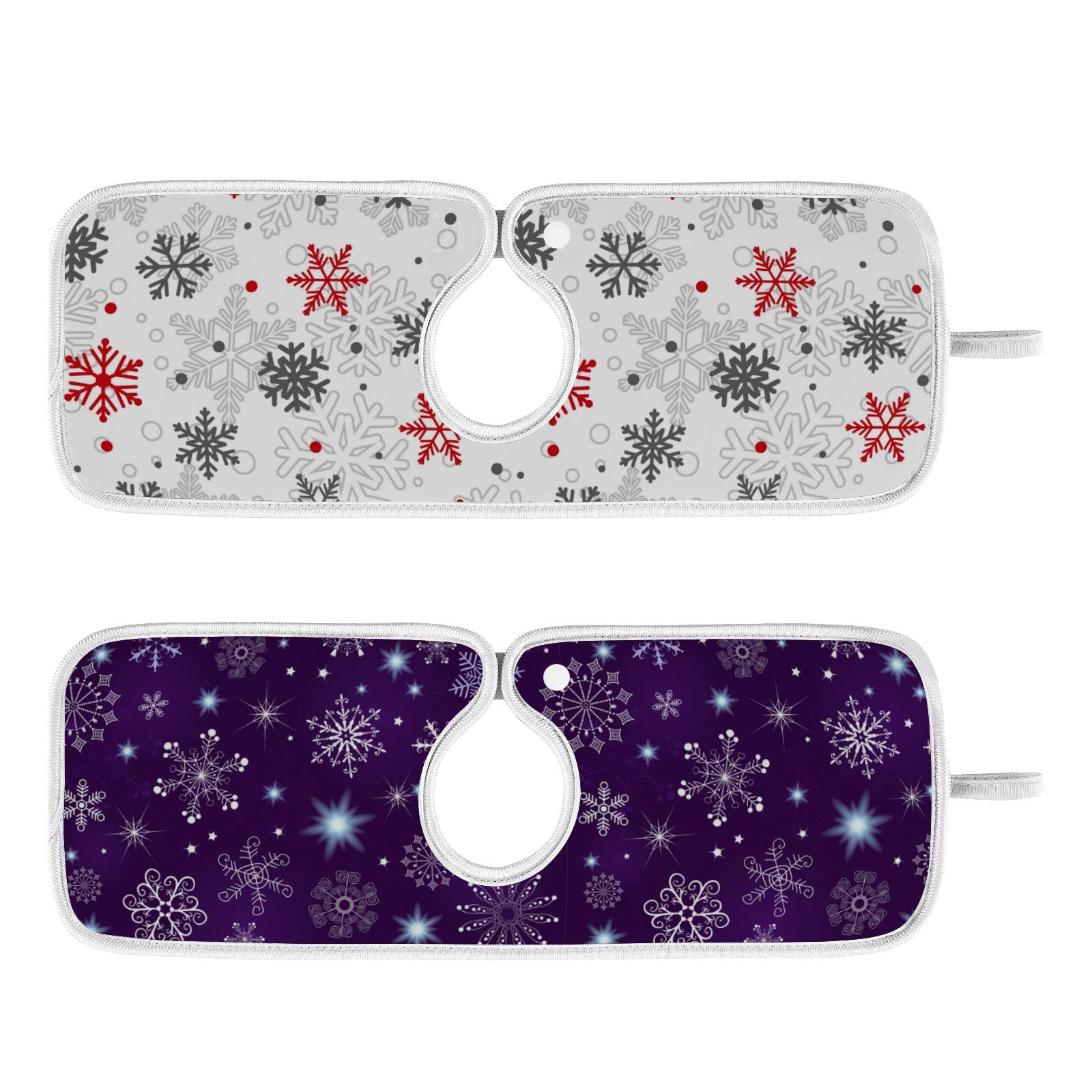 2-Pack Violet Christmas Snowflake & Star Pattern Microfiber Faucet Mats - 14x5 Inch Non-Slip Sink Protector for Kitchen & Bathroom | Perfect as Splash Catcher, Dish Drying Mat & Decorative Holiday Accent