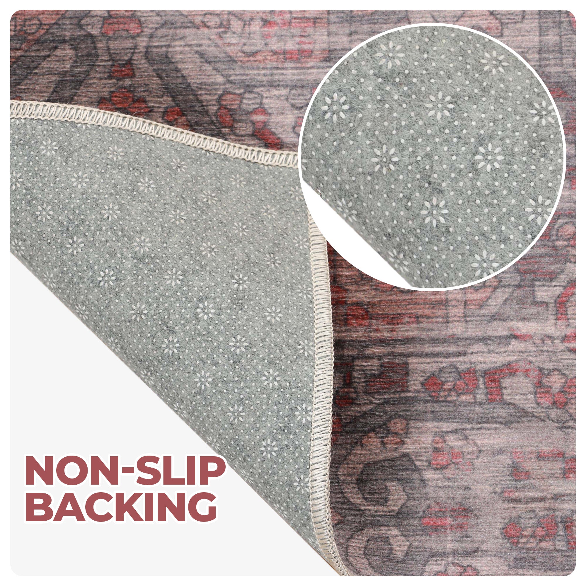 Boho Non-Slip Washable Indoor Area Rug - Machine Washable Runner for Living Room, Bedroom, or Hallway Decor