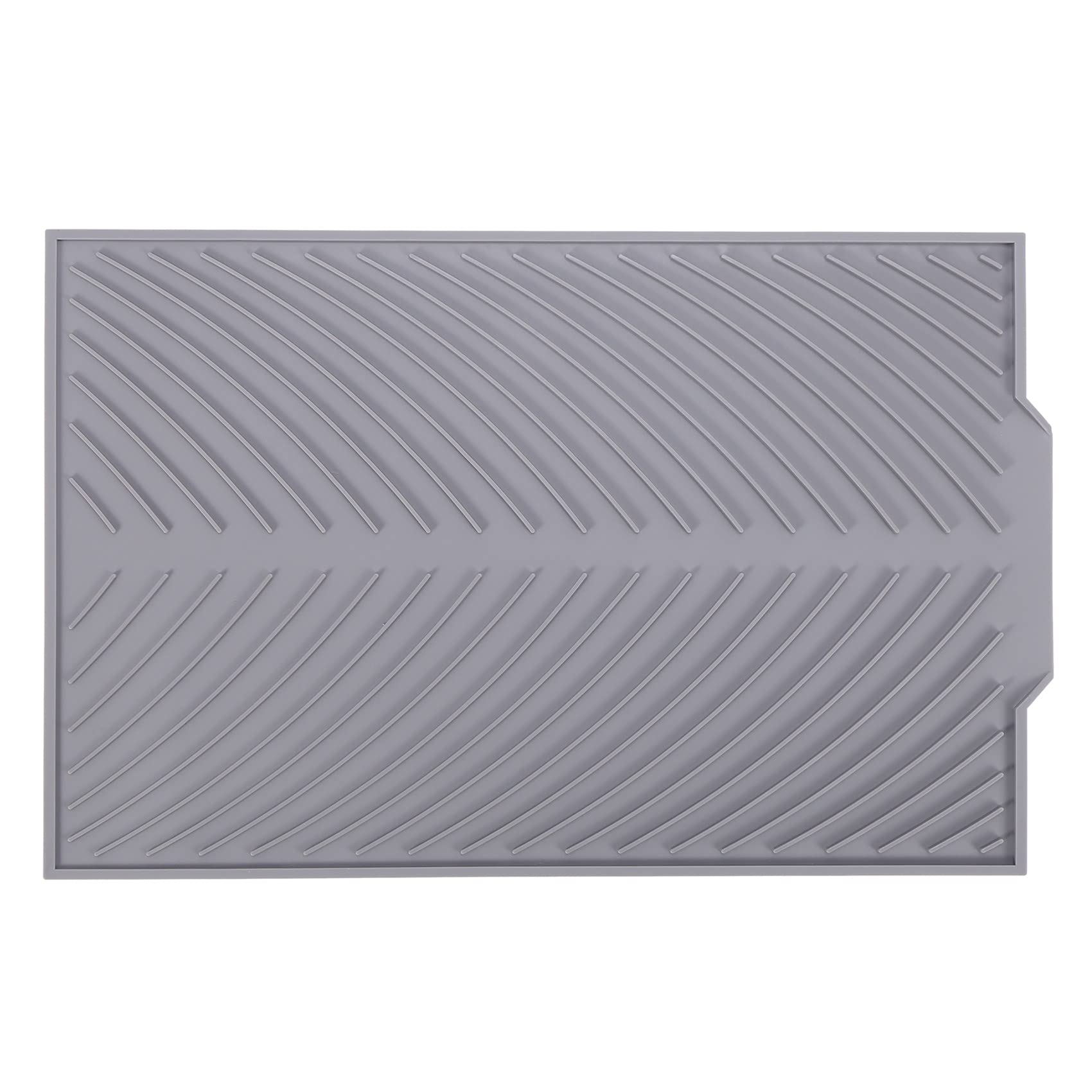 YHJIC Silicone Dish Drying Mat - Foldable Non-Slip Heat Resistant Kitchen Drain Mat for Countertop, Sink & Dish Rack - Perfect for Drying Dishes, Utensils & Cookware - Gray