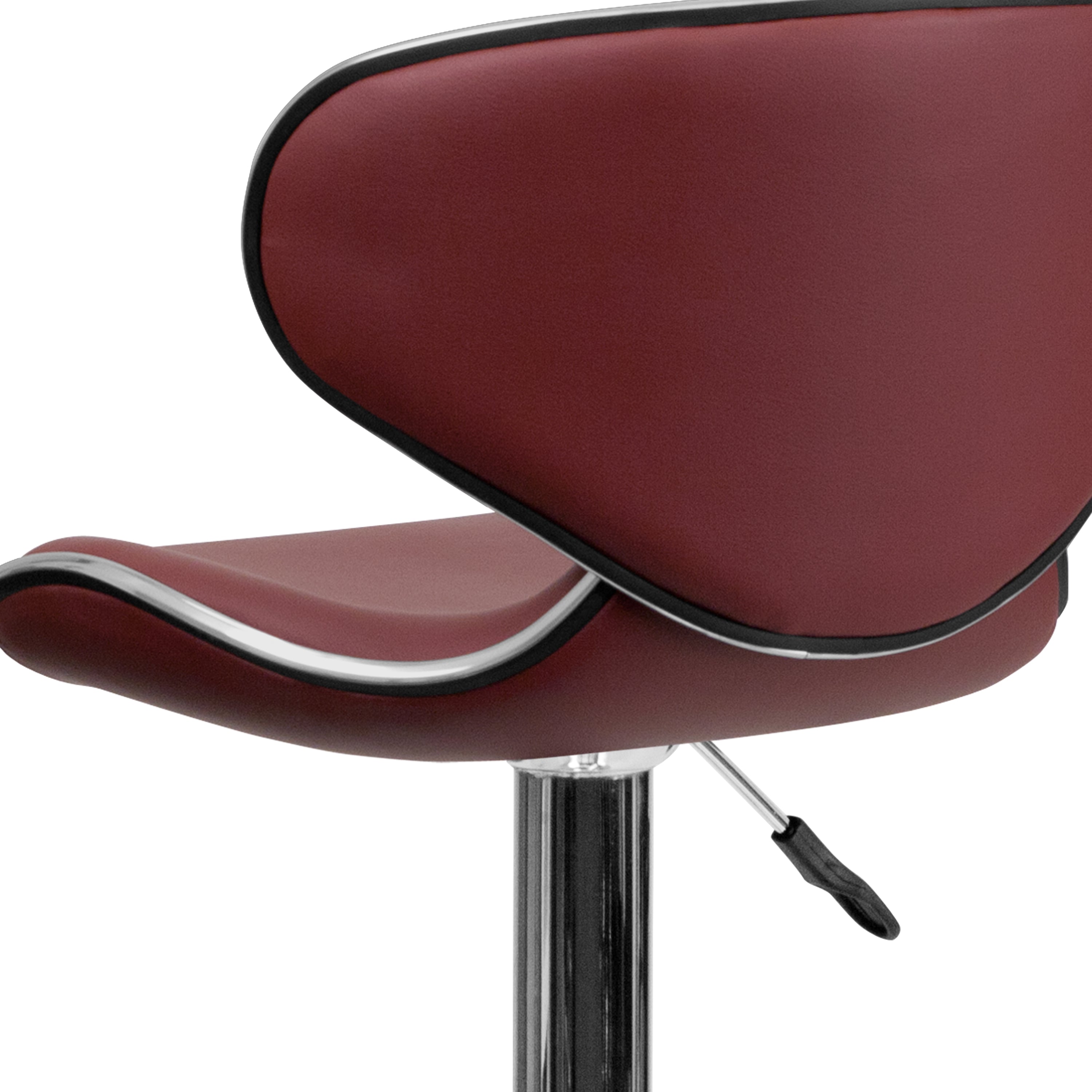 Devin Contemporary Adjustable Height Barstool - Black Vinyl Upholstery, Chrome Base - Modern Kitchen Island & Home Bar Stool for Dining & Entertaining