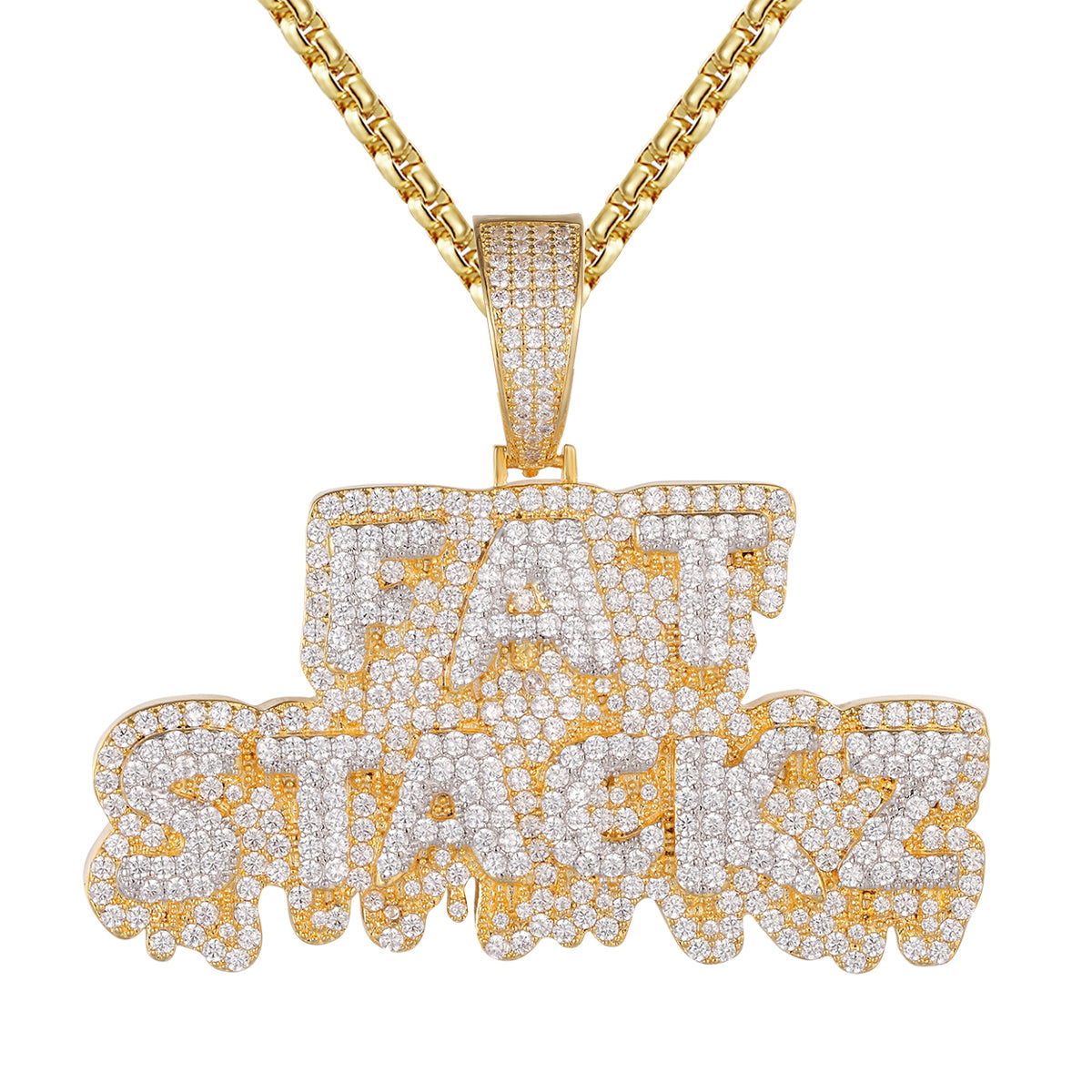Double Layer Fat Stackz Money Dripping Icy .925 Sterling Silver Pendant - Hip Hop Jewelry for Men, Bling Chain Accessory for Rappers & Streetwear Fashion