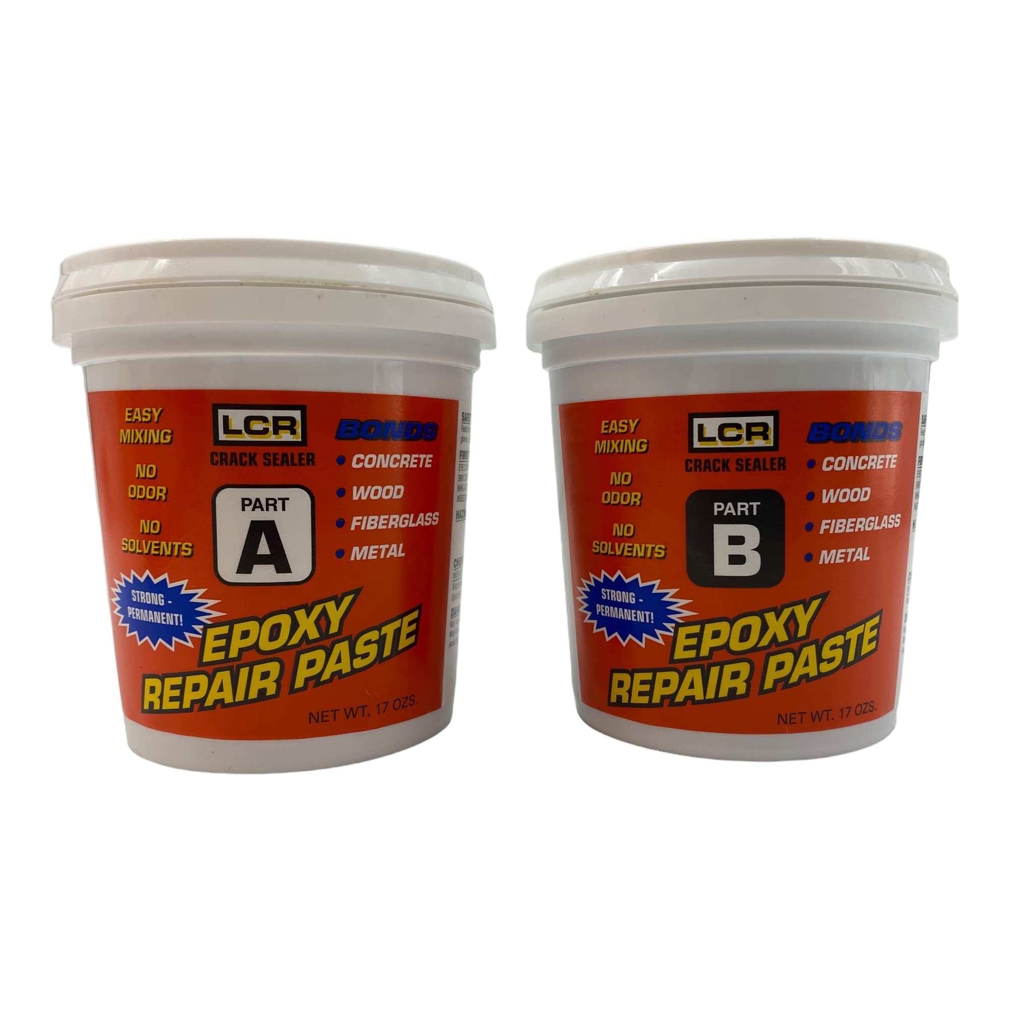 High Strength LCR Crack Sealer & Paste - 2 Component Concrete Wall Leak Repair for Wood, Fiberglass, Metal, Plastic & Glass | Waterproof Sealant for Basements, Foundations & Driveways