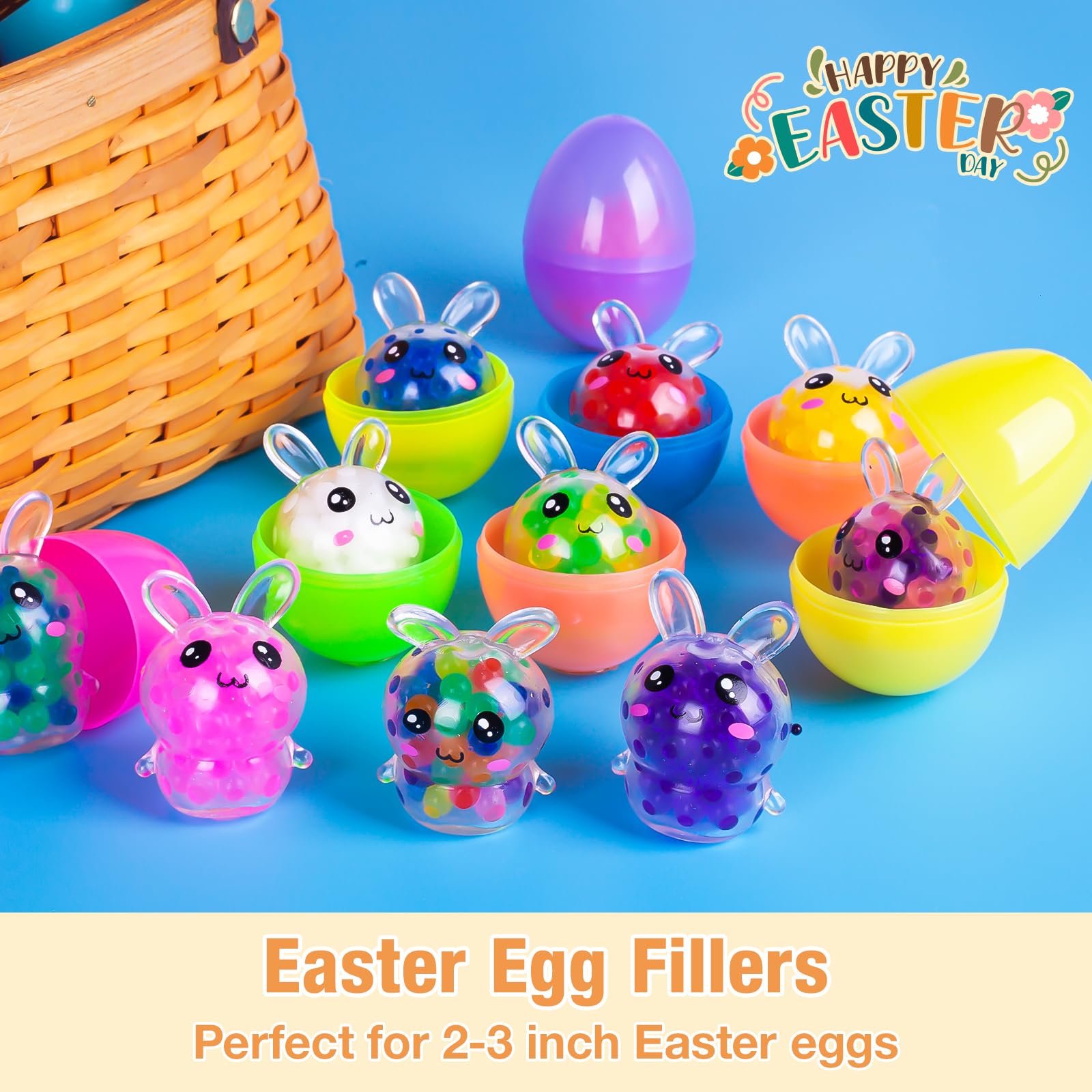 12 Pack Easter Bunny Squeeze Stress Balls - Mini Squishy Fidget Toys for Kids, Boys & Girls - Easter Basket Stuffers, Egg Fillers, Party Favors - Perfect for Stress Relief, Classroom Rewards & Easter Gifts