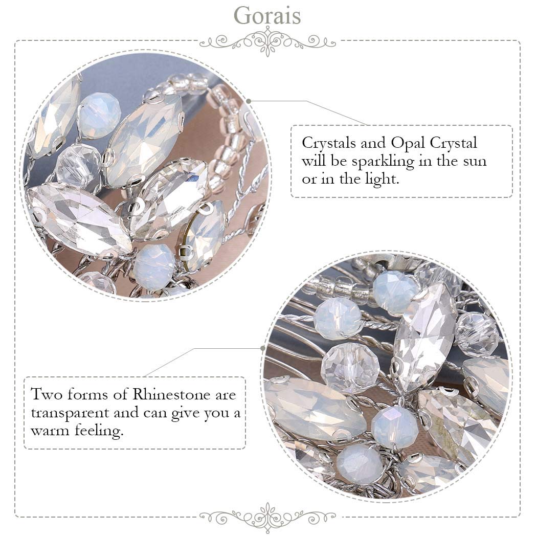 Gorais Silver Crystal Bridal Hair Comb - Rhinestone Wedding Hair Accessories for Women & Girls | Perfect for Bridal Showers, Weddings & Special Occasions