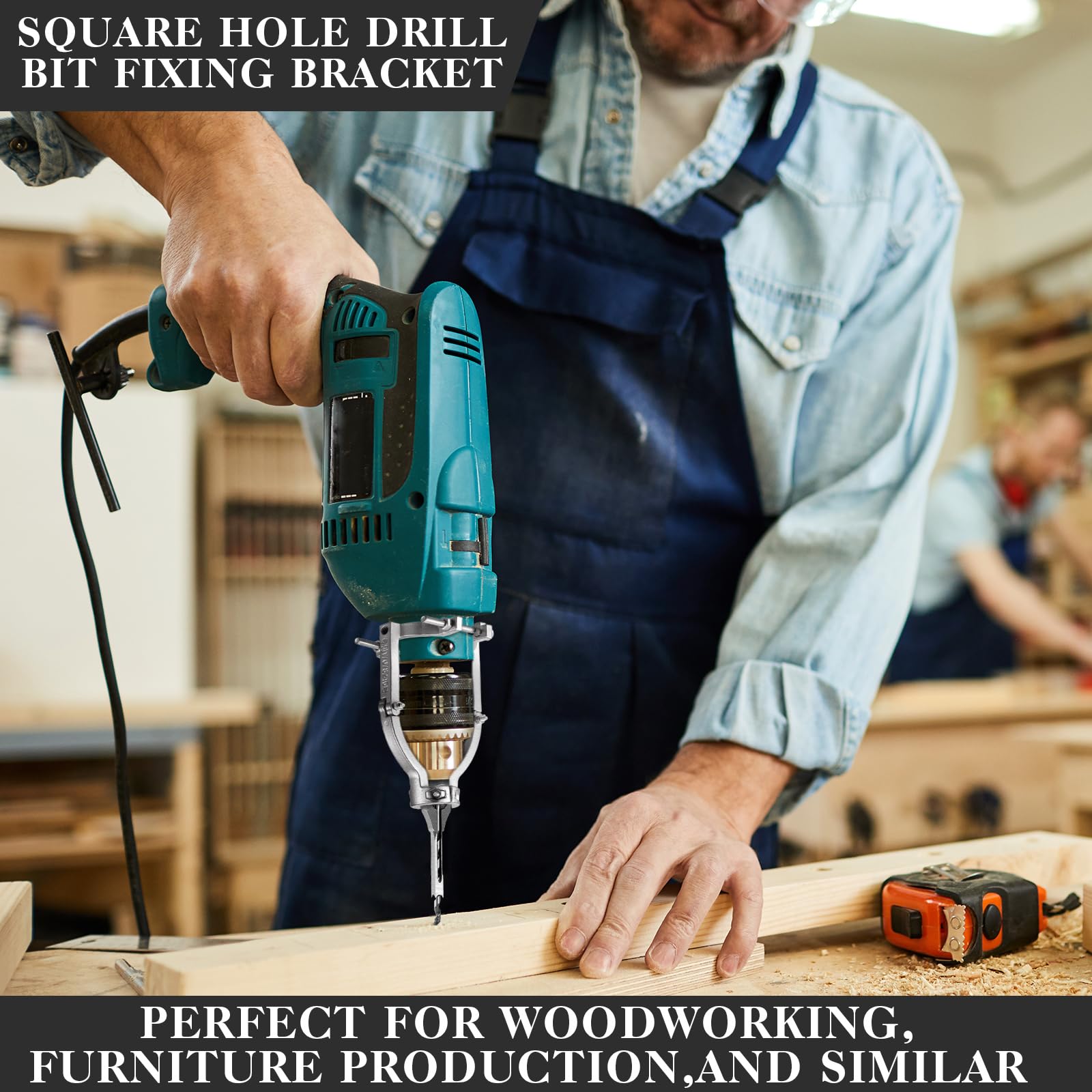 Gisafai 6-Piece Square Hole Drill Bit Set with Adapter - 1/4