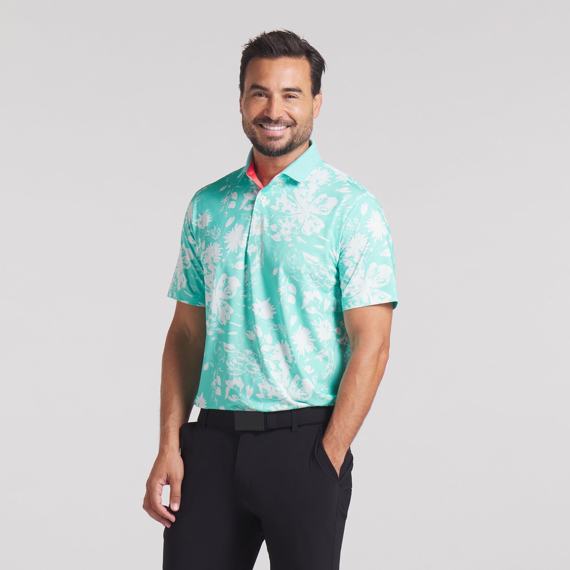 MATTR Rose Golf Polo Shirt for Men - Breathable Moisture-Wicking Performance Golf Shirt - Perfect for Golf, Tennis & Casual Wear