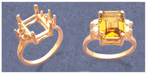 11x9mm to 16x12mm Emerald Cut Solid Sterling Silver or 14K White/Yellow Gold Pre-Notched Blank Ring Setting - Size 7 (163482/143482) - Perfect for Engagement Rings, Wedding Bands & Jewelry Making
