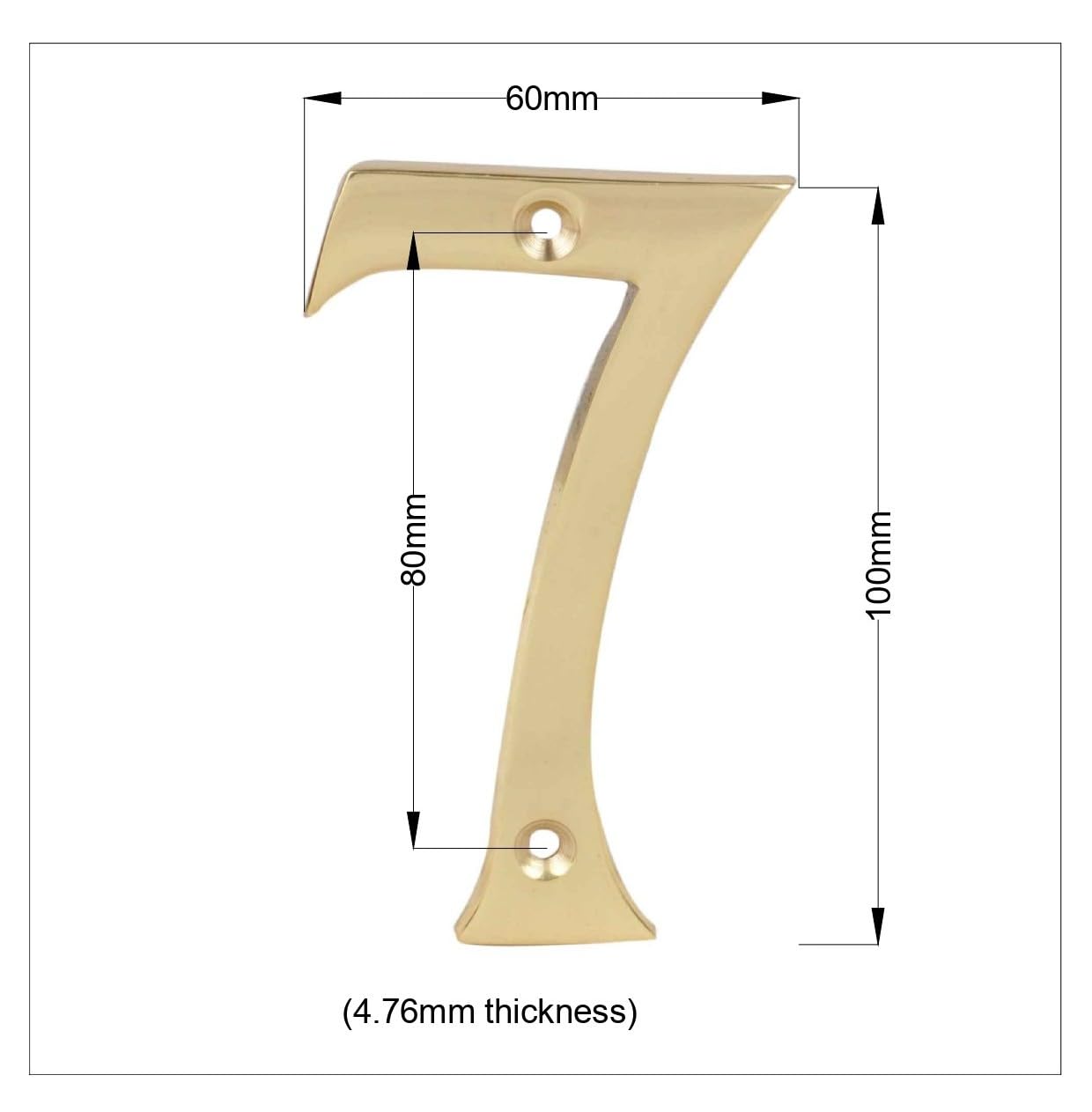 Skandh 4 Inch Solid Brass House Numbers - Polished Brass Lacquered (Set of 7) - Durable Outdoor Address Plaque for Mailbox, Front Door & Garden Decor
